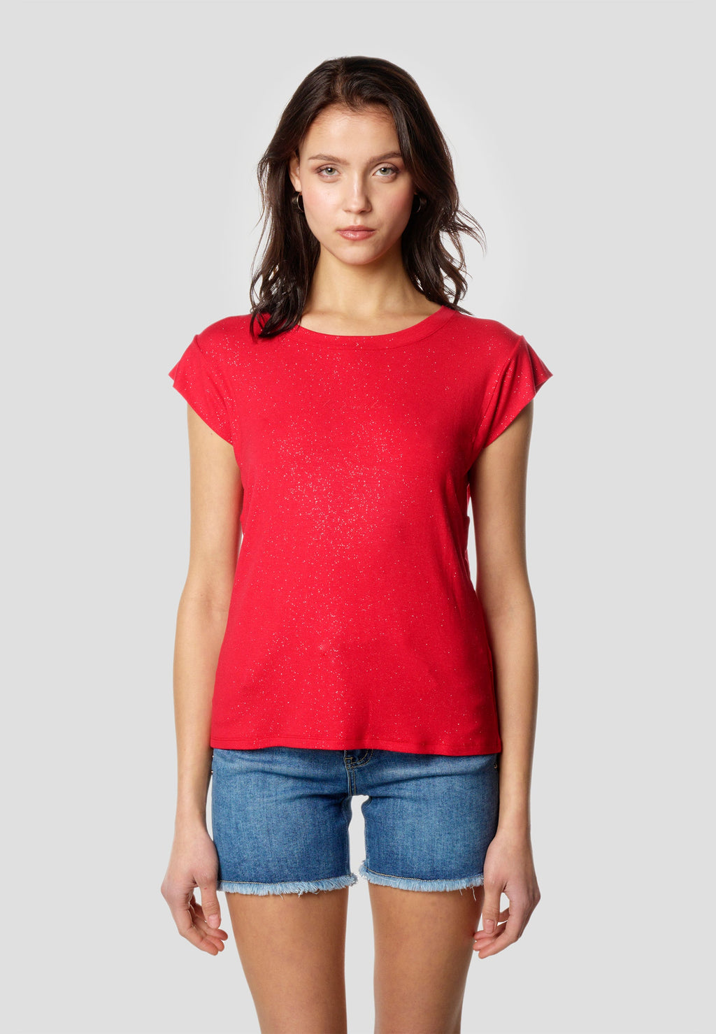Camiseta Mujer Manga Corta Brillos con Logo – Koroshi 2612TP11
