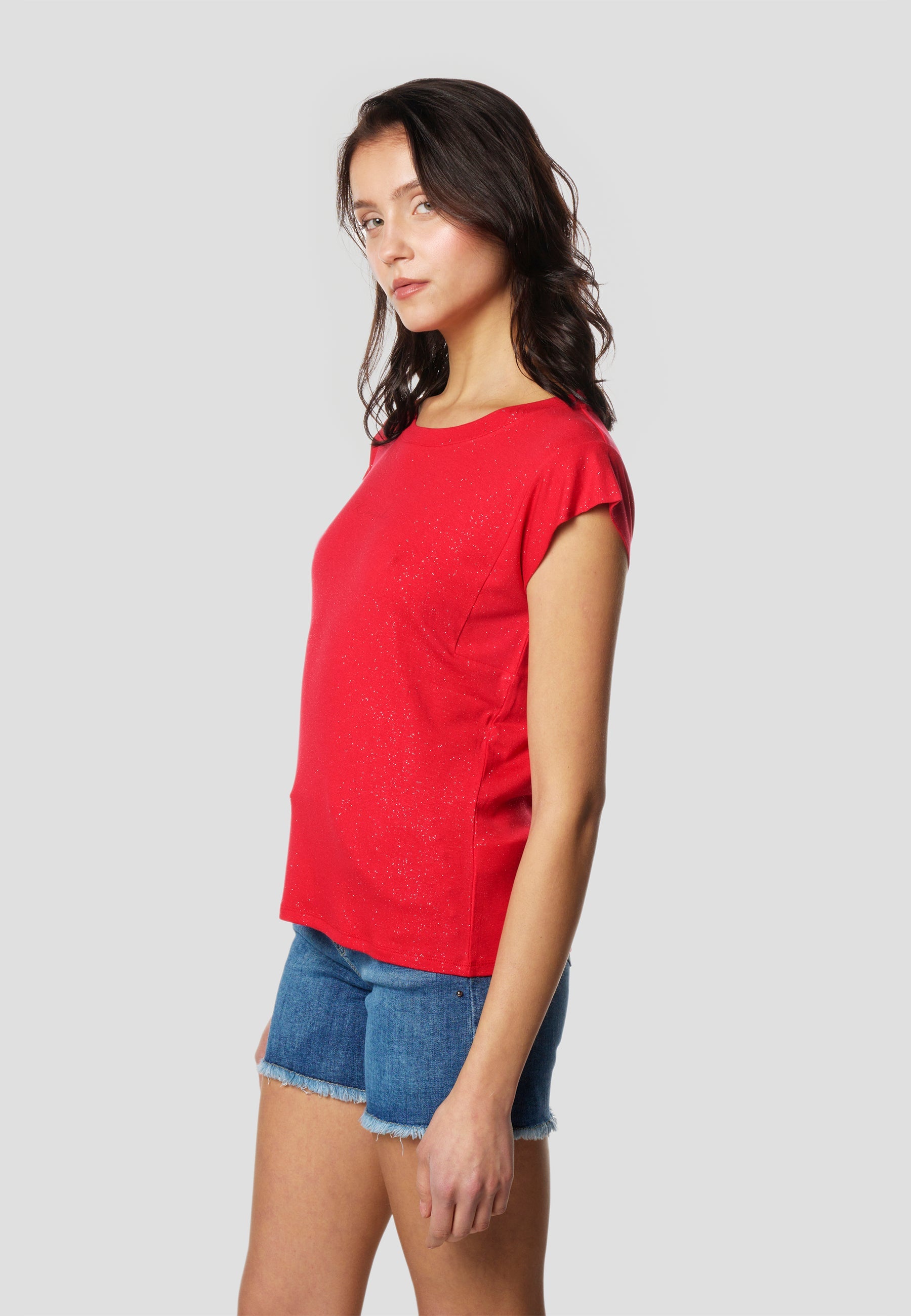 Camiseta Mujer Manga Corta Brillos con Logo – Koroshi 2612TP11