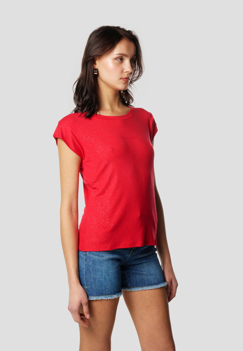 Camiseta Mujer Manga Corta Brillos con Logo – Koroshi 2612TP11