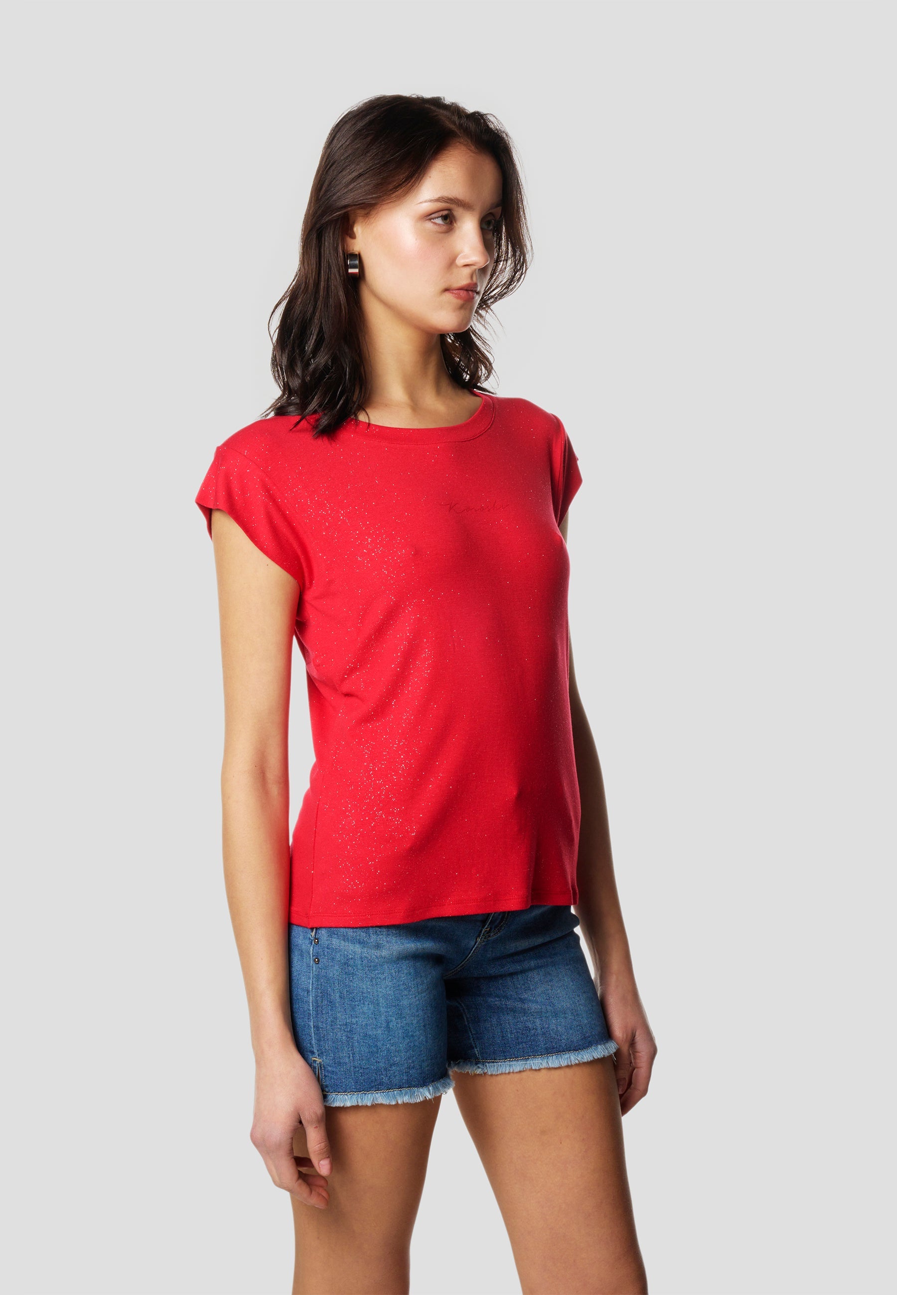 Camiseta Mujer Manga Corta Brillos con Logo – Koroshi 2612TP11