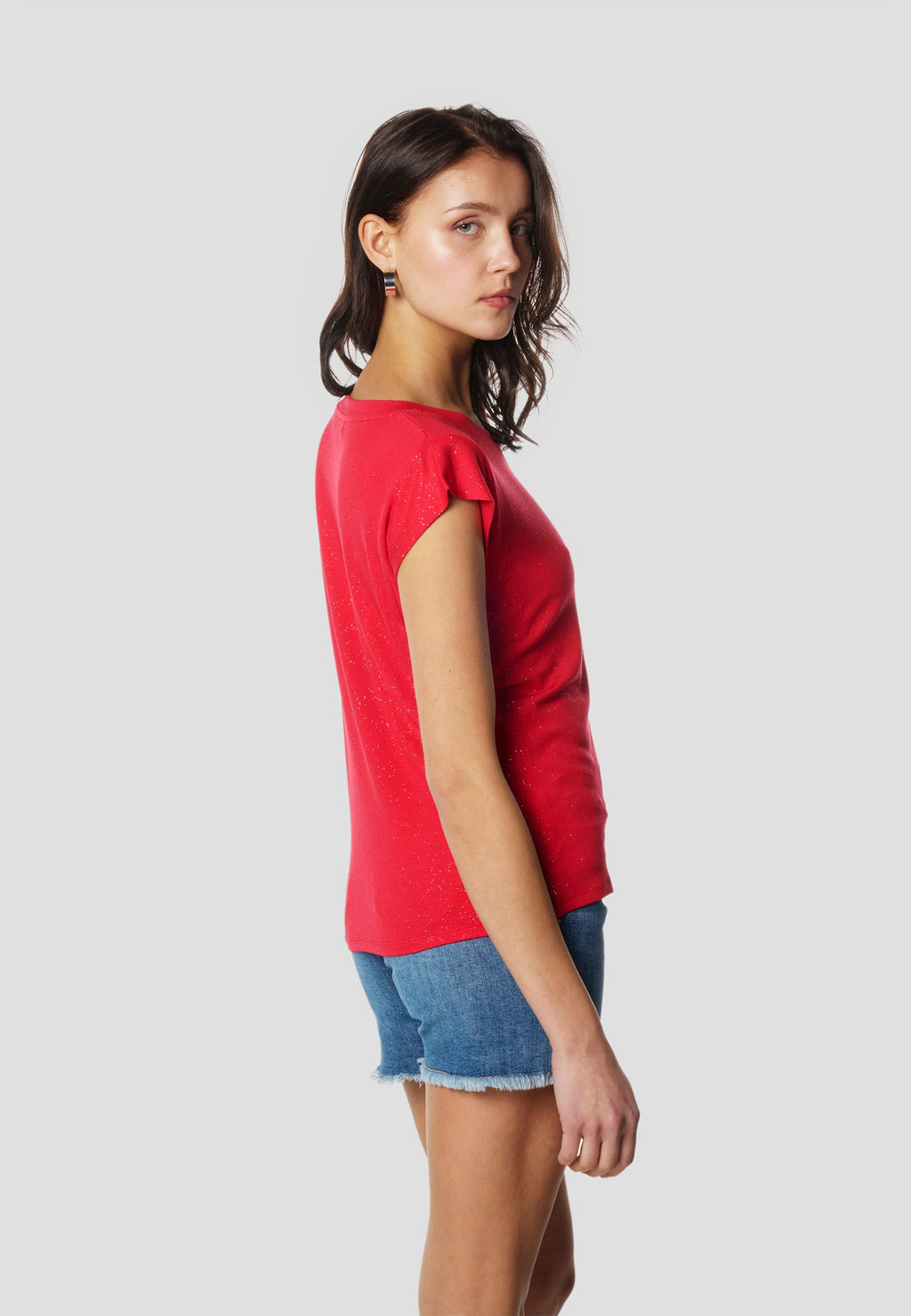 Camiseta Mujer Manga Corta Brillos con Logo – Koroshi 2612TP11