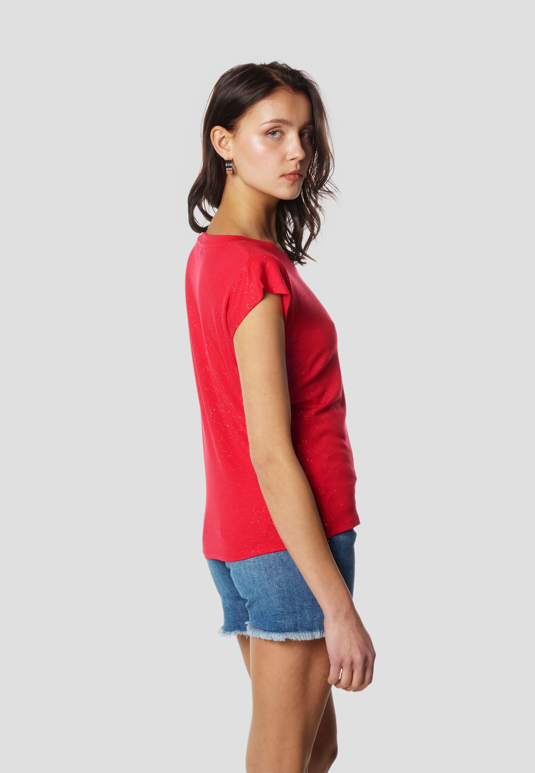 Camiseta Mujer Manga Corta Brillos con Logo – Koroshi 2612TP11