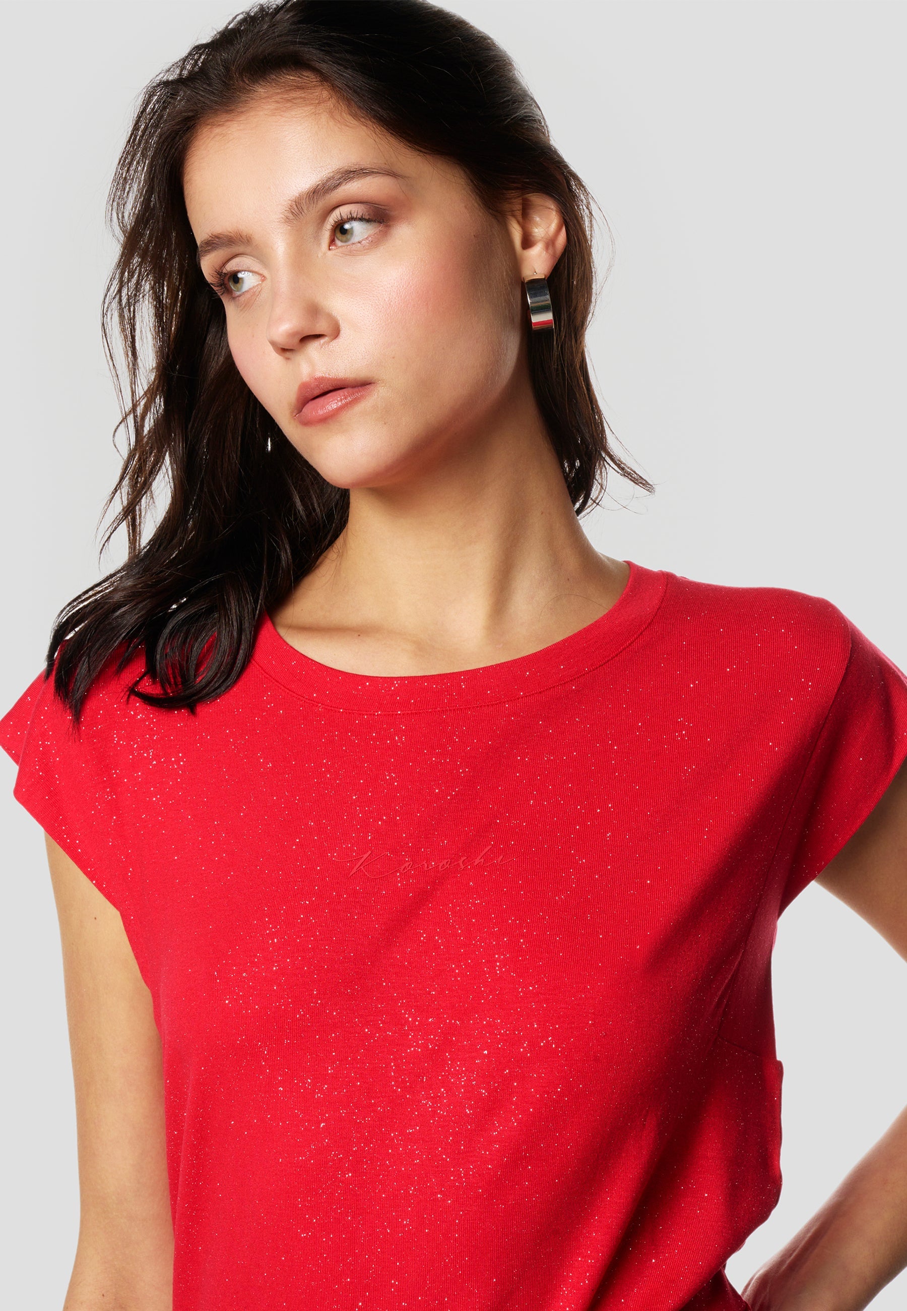 Camiseta Mujer Manga Corta Brillos con Logo – Koroshi 2612TP11