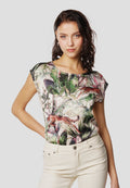 Camiseta Mujer Manga Corta Estampado Tropical – Koroshi Cruda