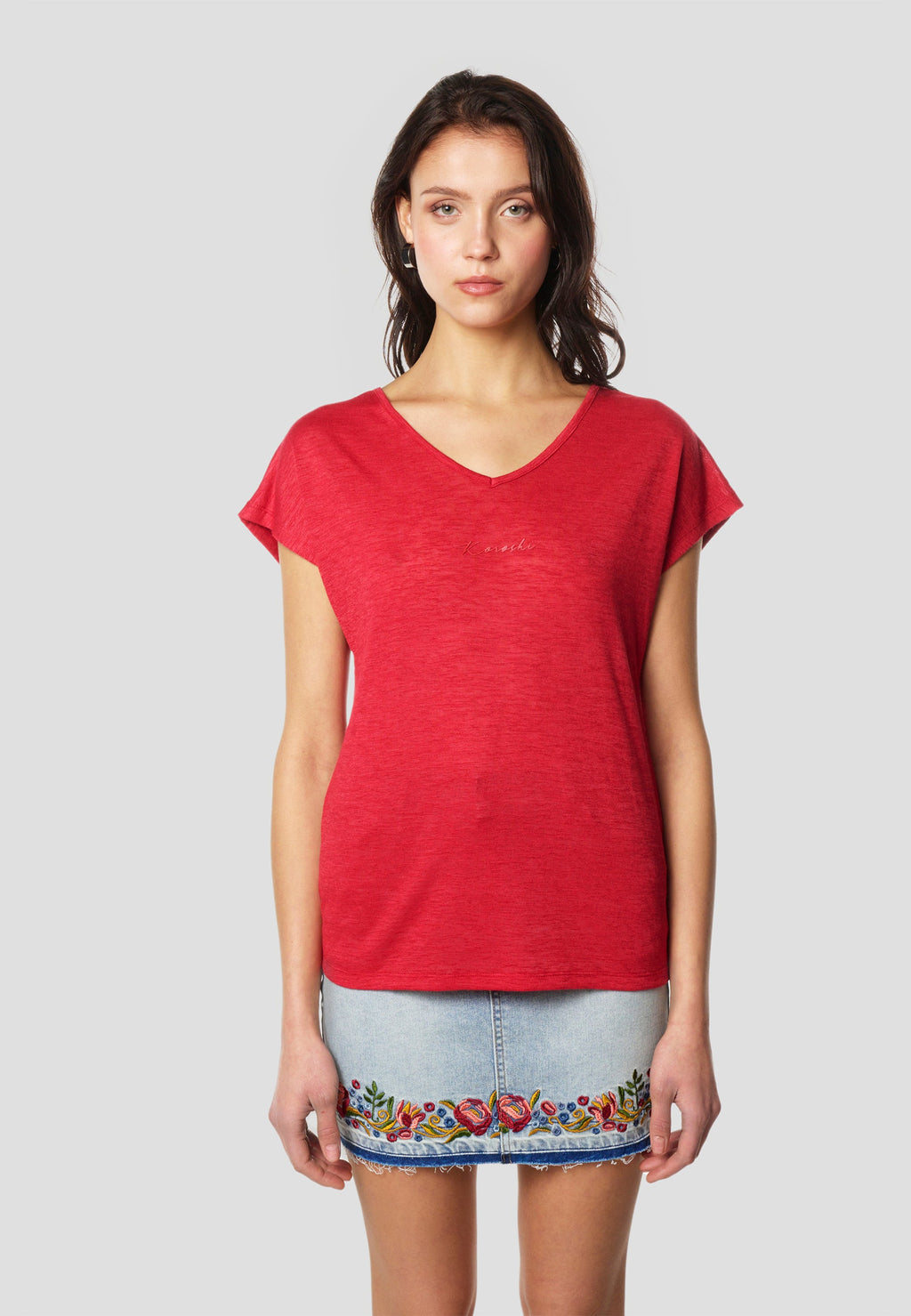 Camiseta Mujer Manga Corta Brillos con Logo – Koroshi 2612TP29