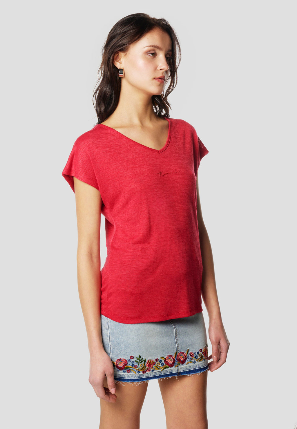 Camiseta Mujer Manga Corta Brillos con Logo – Koroshi 2612TP29