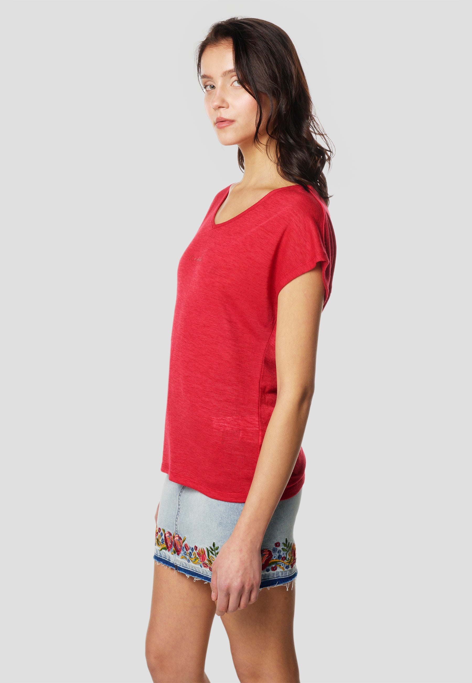 Camiseta Mujer Manga Corta Brillos con Logo – Koroshi 2612TP29