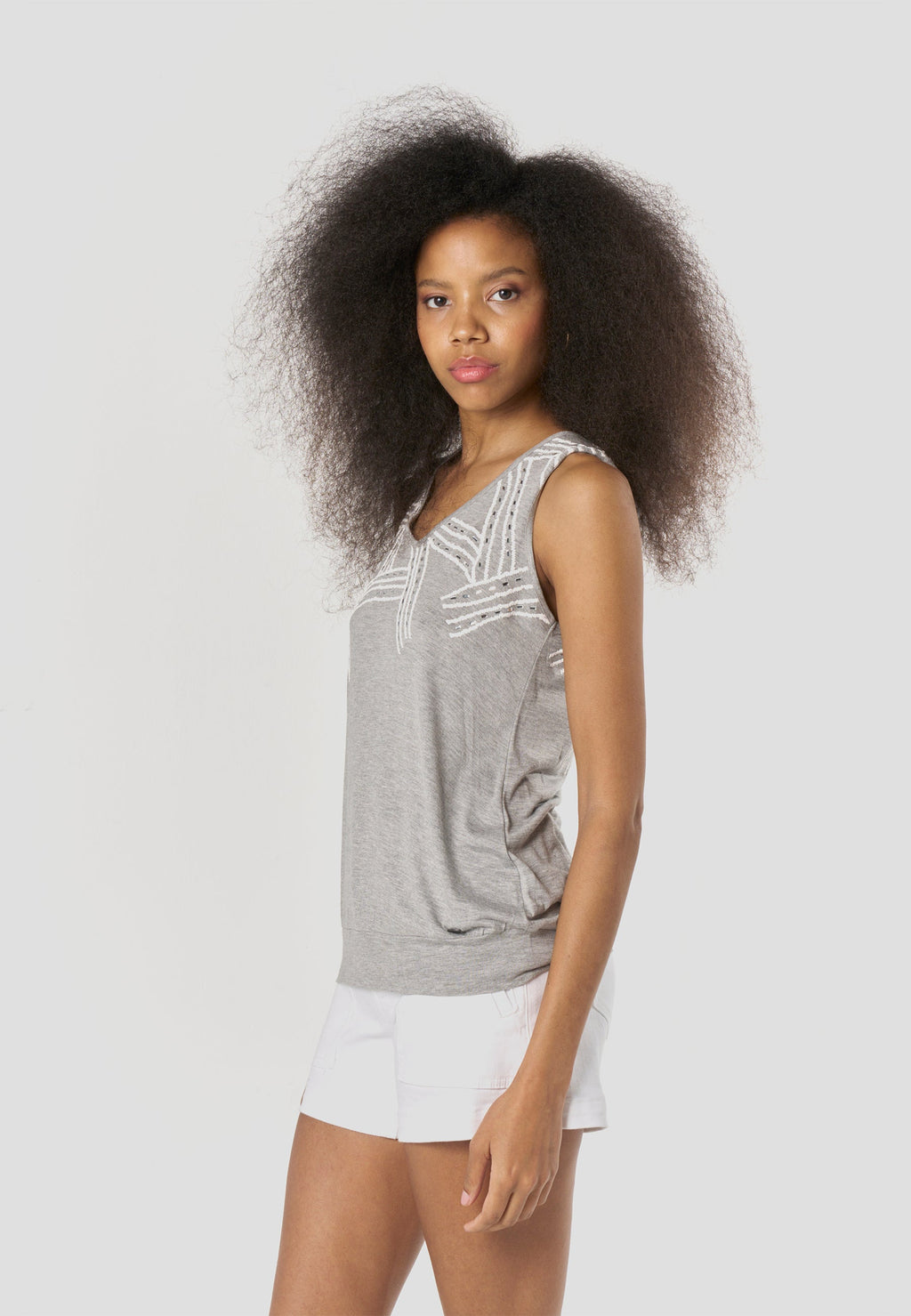 Camiseta Mujer Tirantes Estampada – Koroshi Gris