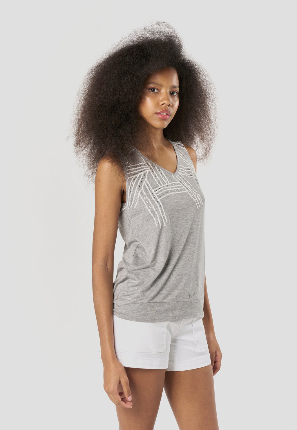 Camiseta Mujer Tirantes Estampada – Koroshi Gris