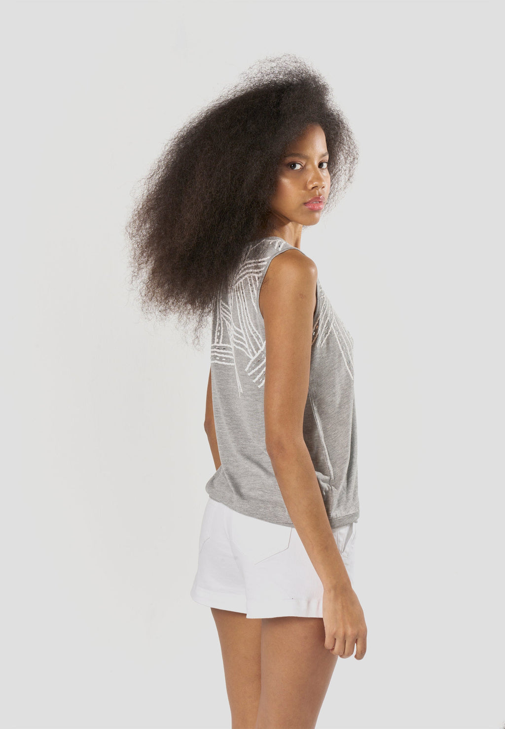 Camiseta Mujer Tirantes Estampada – Koroshi Gris