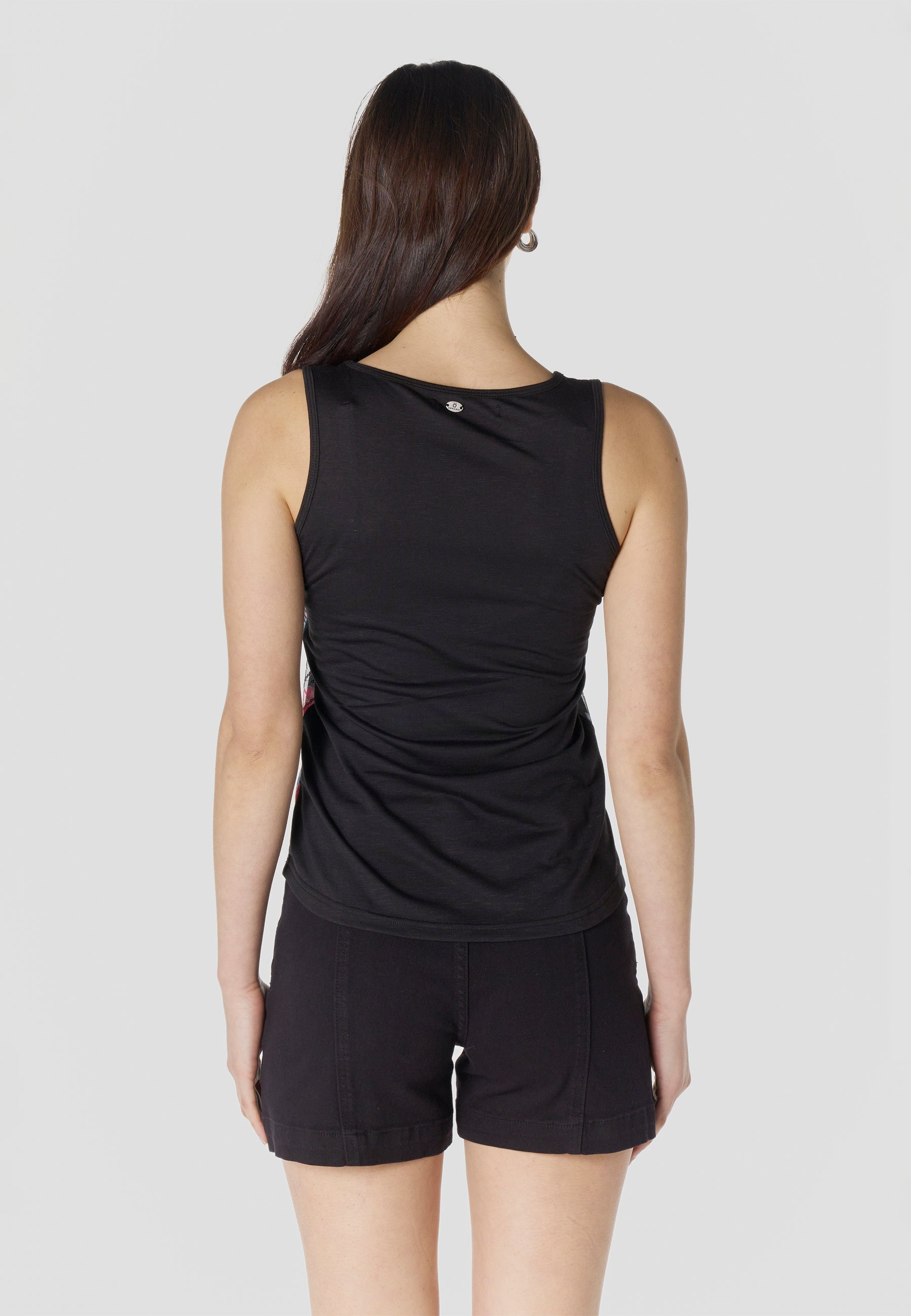 Top Mujer Tirantes Tul Estampado con Lentejuelas – Koroshi Negro