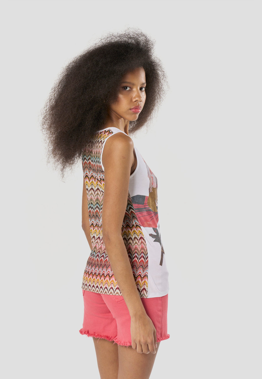 Camiseta Mujer Tirantes Estampada – Koroshi Blanca