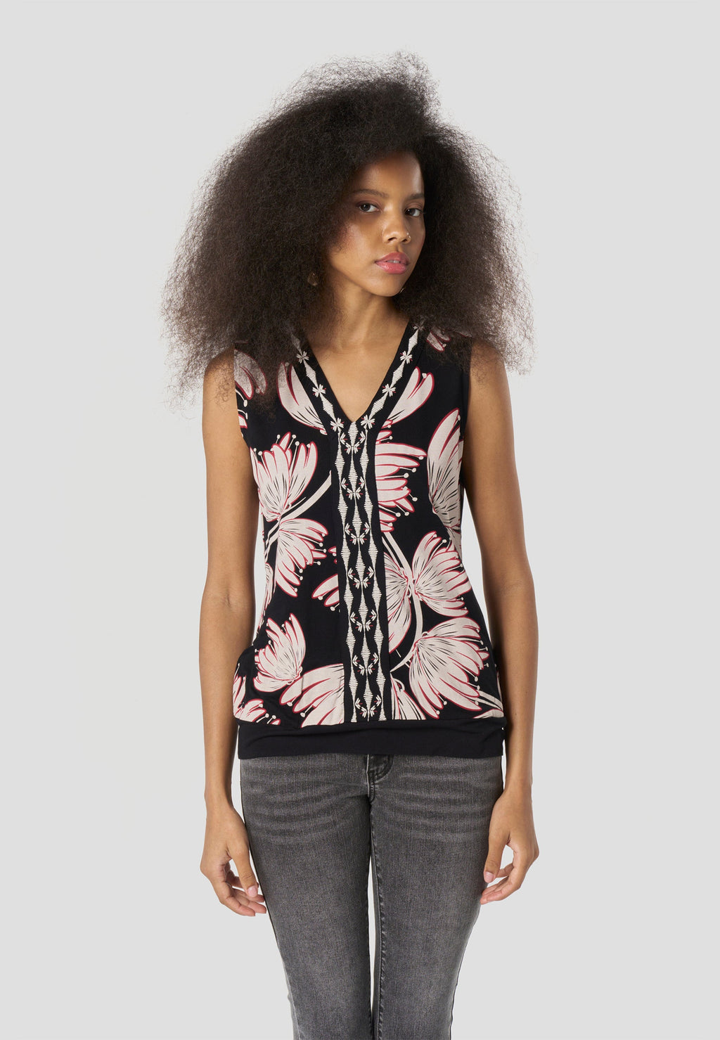Camiseta Mujer Tirantes Estampada – Koroshi Negra