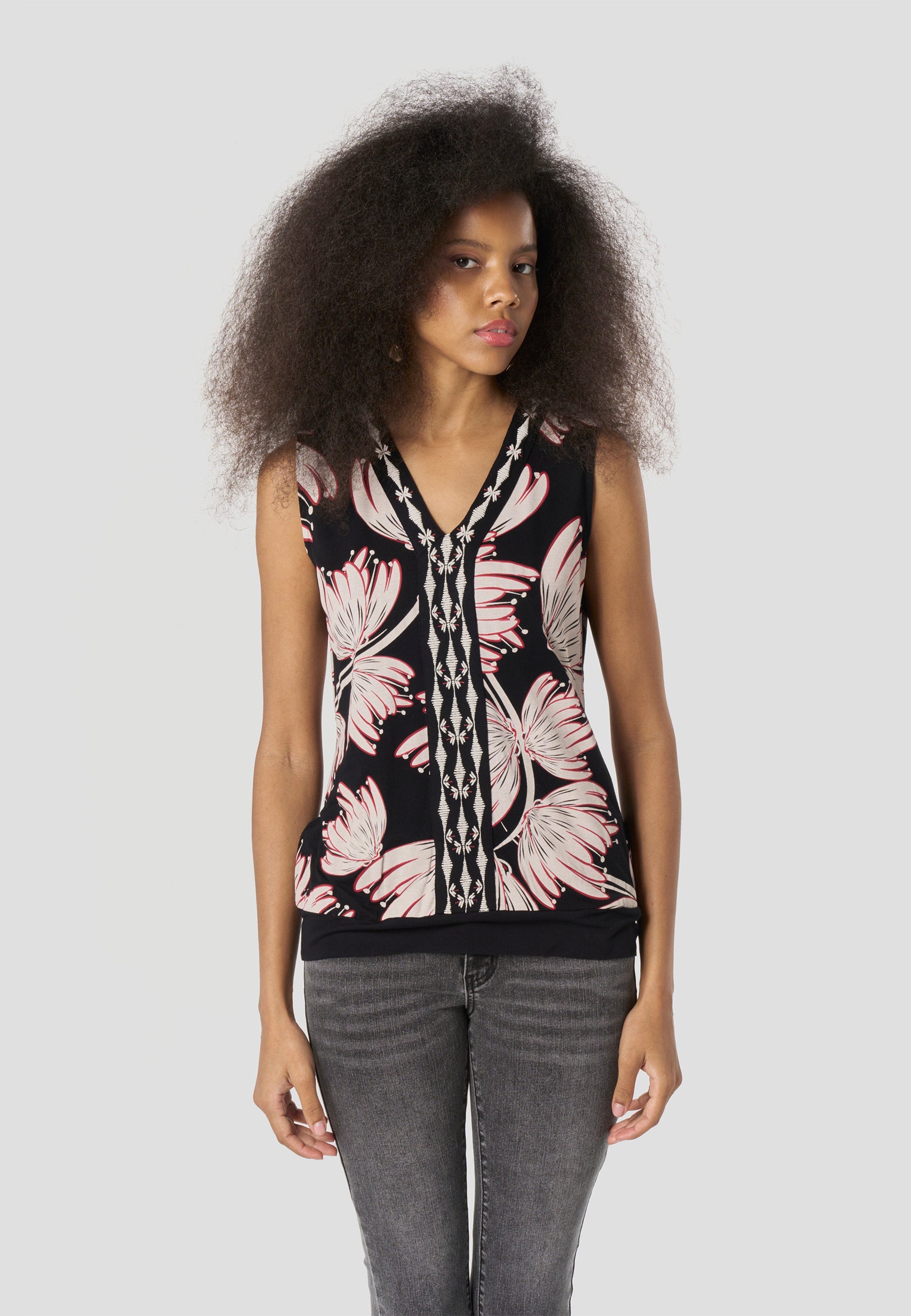 Camiseta Mujer Tirantes Estampada – Koroshi Negra