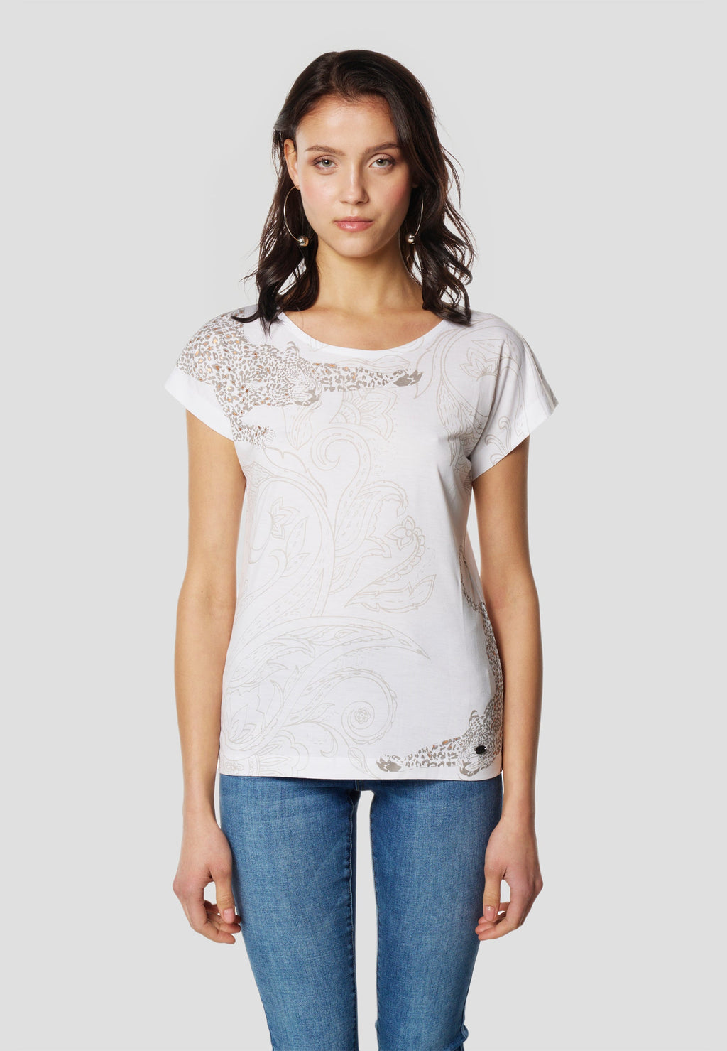 Camiseta Mujer Manga Corta Estampado Cachemir – Koroshi 2612TP41