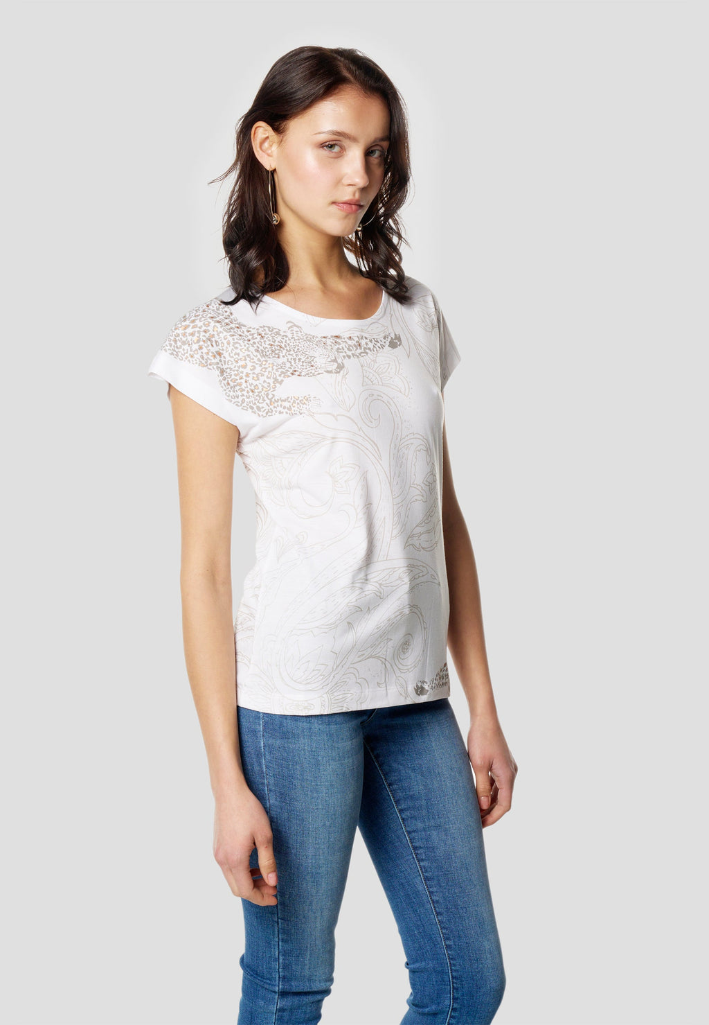 Camiseta Mujer Manga Corta Estampado Cachemir – Koroshi 2612TP41