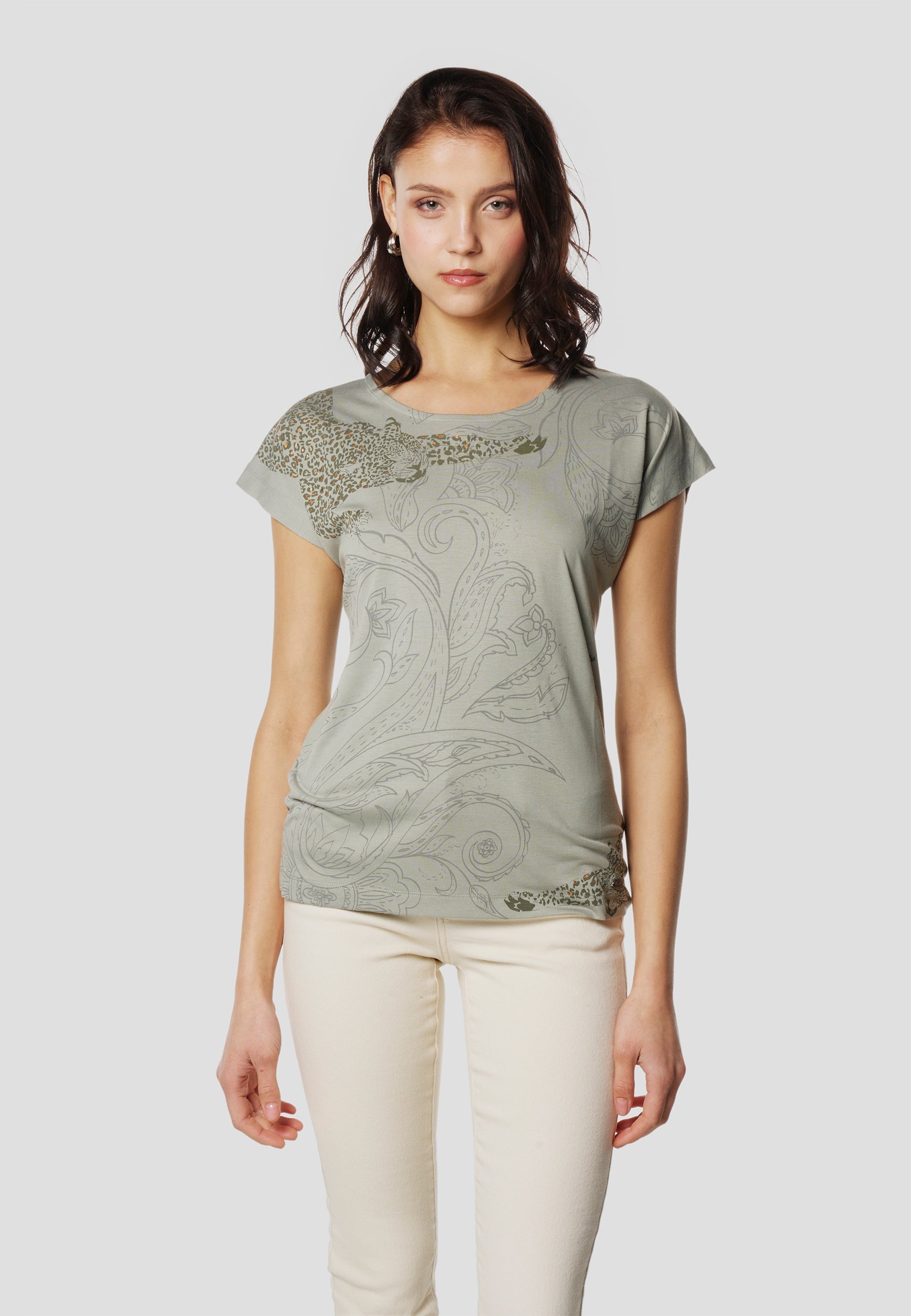 Camiseta Mujer Manga Corta Estampado Cachemir – Koroshi 2612TP41