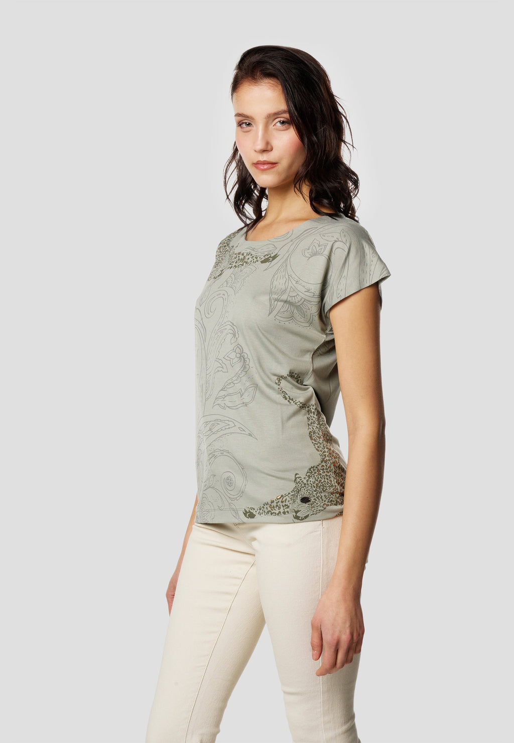 Camiseta Mujer Manga Corta Estampado Cachemir – Koroshi 2612TP41