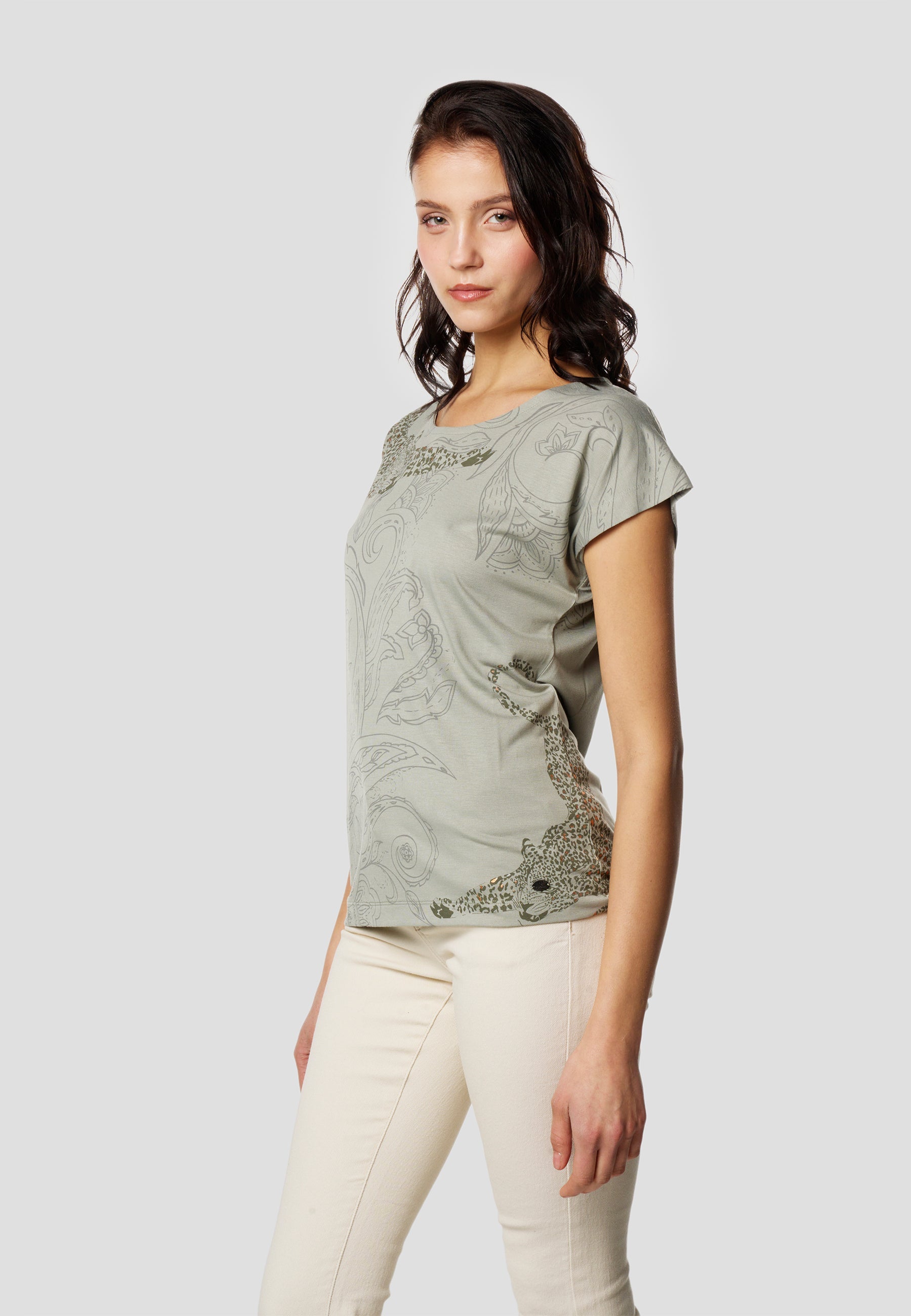 Camiseta Mujer Manga Corta Estampado Cachemir – Koroshi 2612TP41