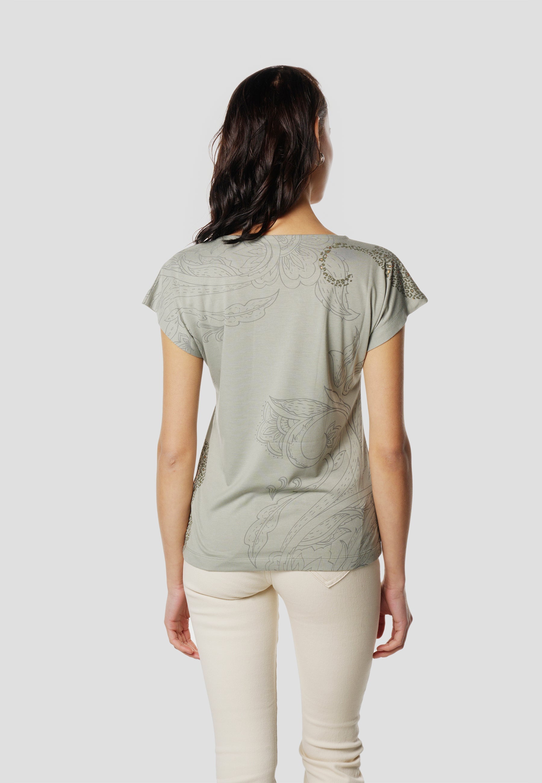 Camiseta Mujer Manga Corta Estampado Cachemir – Koroshi 2612TP41