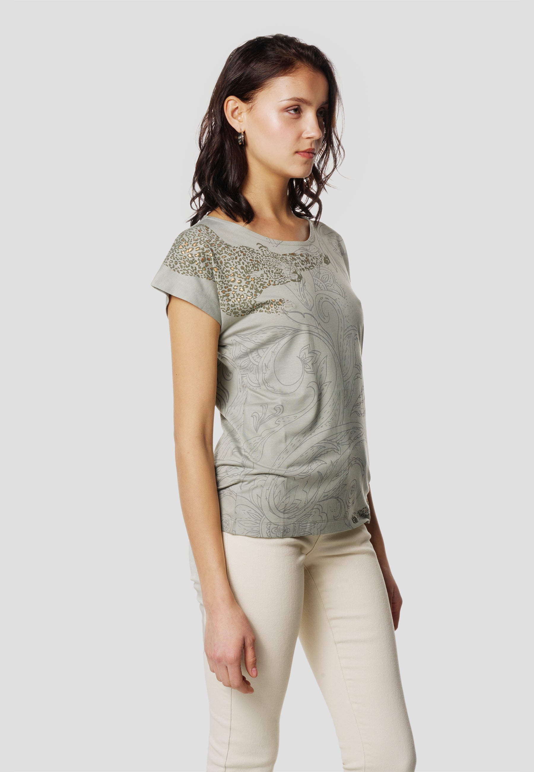 Camiseta Mujer Manga Corta Estampado Cachemir – Koroshi 2612TP41