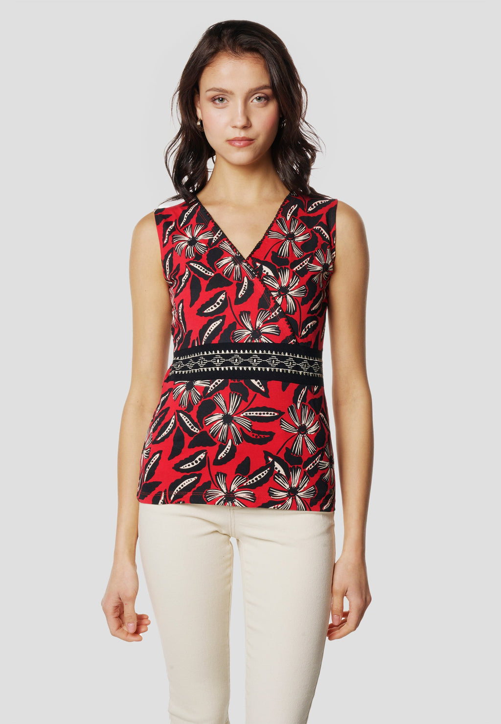 Camiseta Mujer Tirantes Escote Cruzado Estampada – Koroshi 2612TP44
