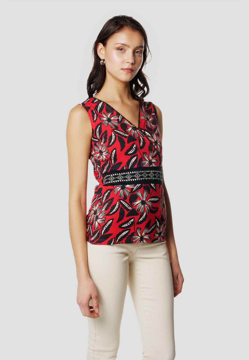 Camiseta Mujer Tirantes Escote Cruzado Estampada – Koroshi 2612TP44