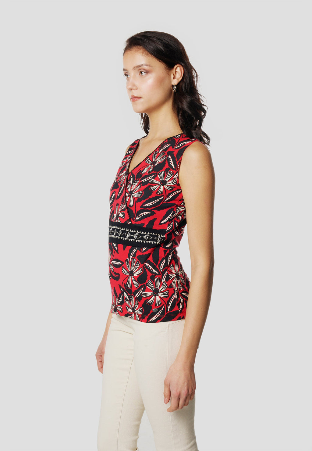 Camiseta Mujer Tirantes Escote Cruzado Estampada – Koroshi 2612TP44
