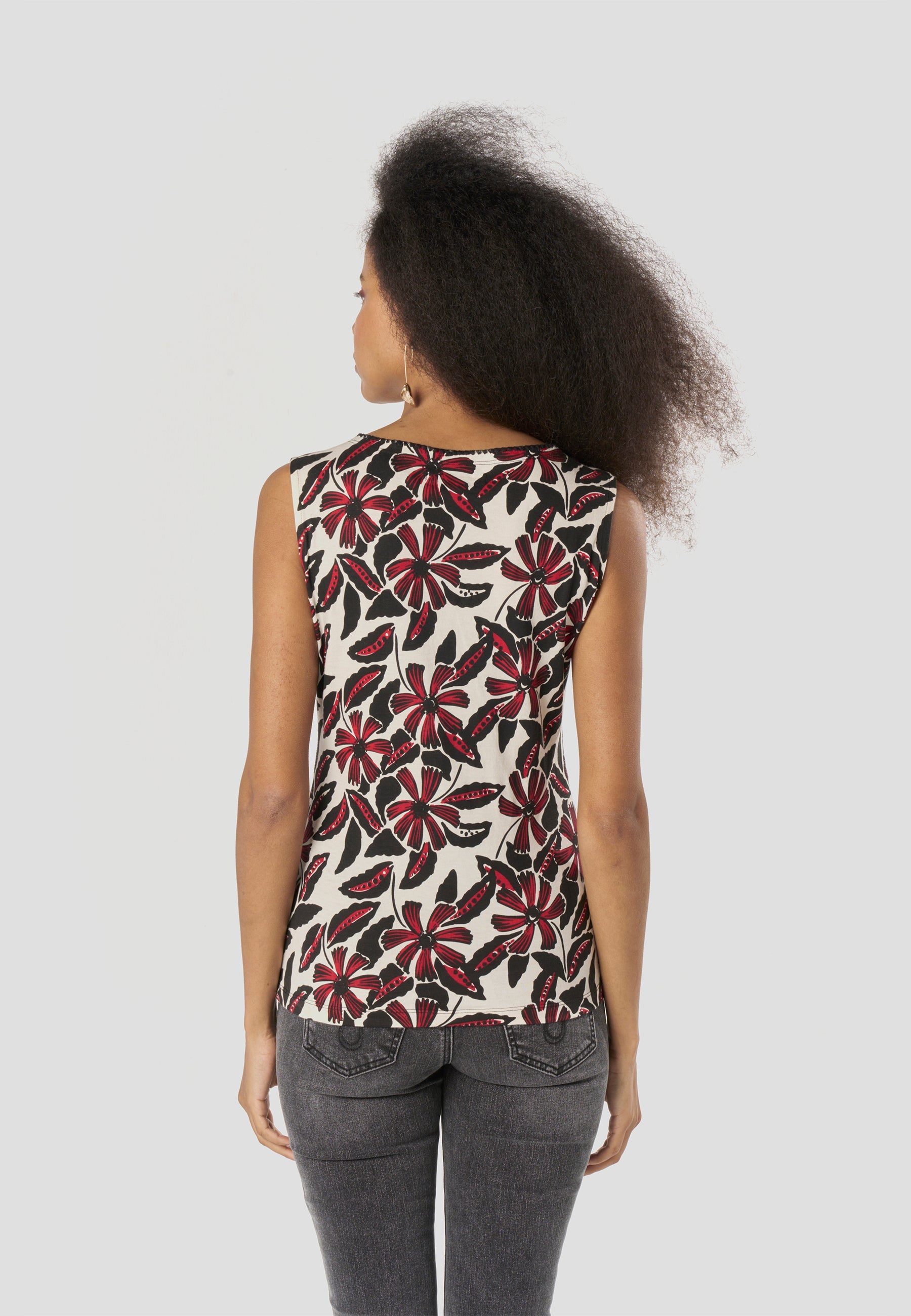 Camiseta Mujer Tirantes Escote Cruzado Estampada – Koroshi 2612TP44