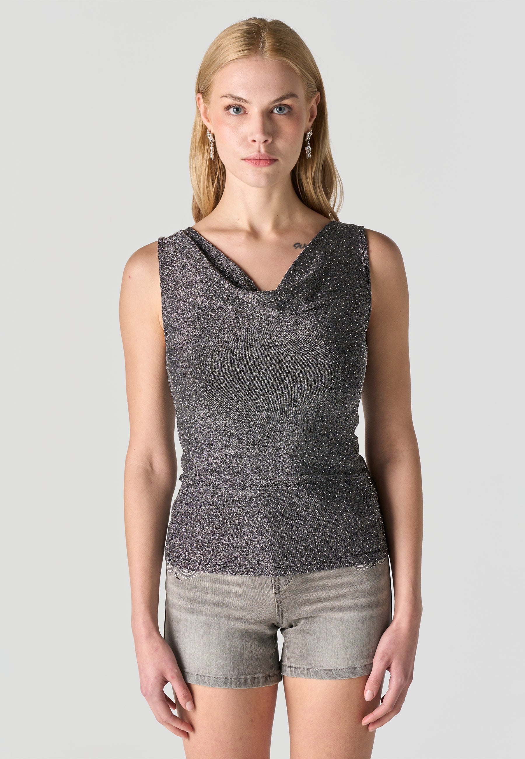 Camiseta Mujer Tirantes Brillos – Koroshi Gris