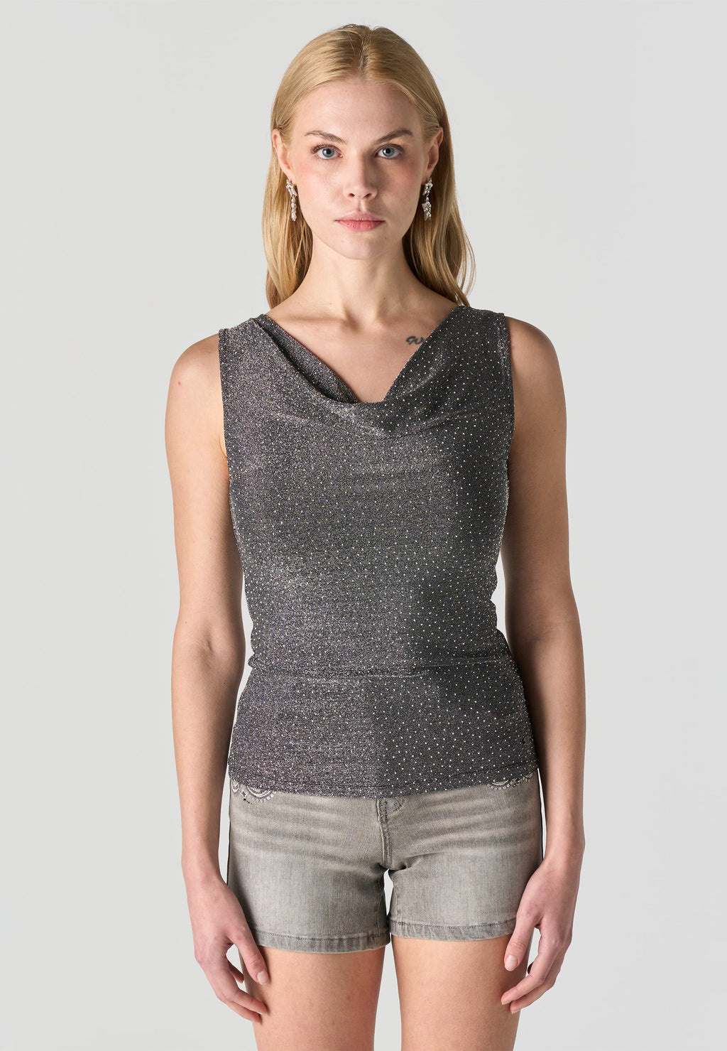 Camiseta Mujer Tirantes Brillos – Koroshi Gris