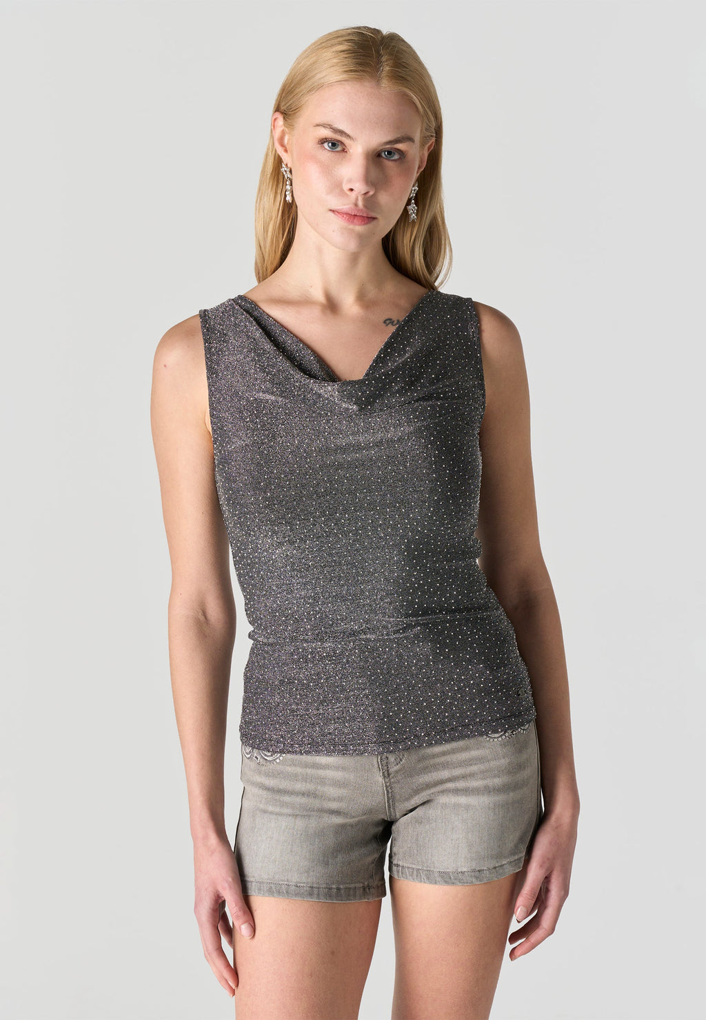 Camiseta Mujer Tirantes Brillos – Koroshi Gris