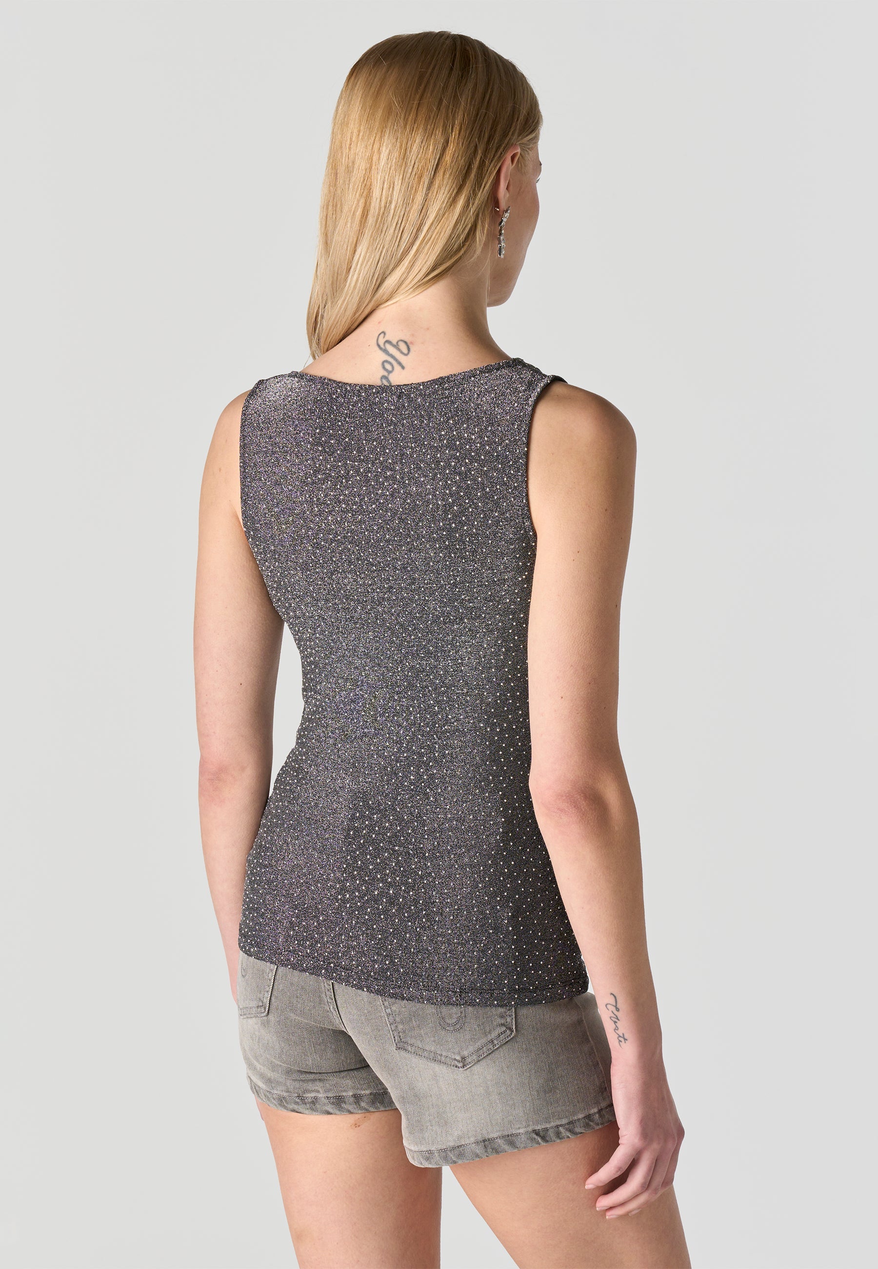 Camiseta Mujer Tirantes Brillos – Koroshi Gris