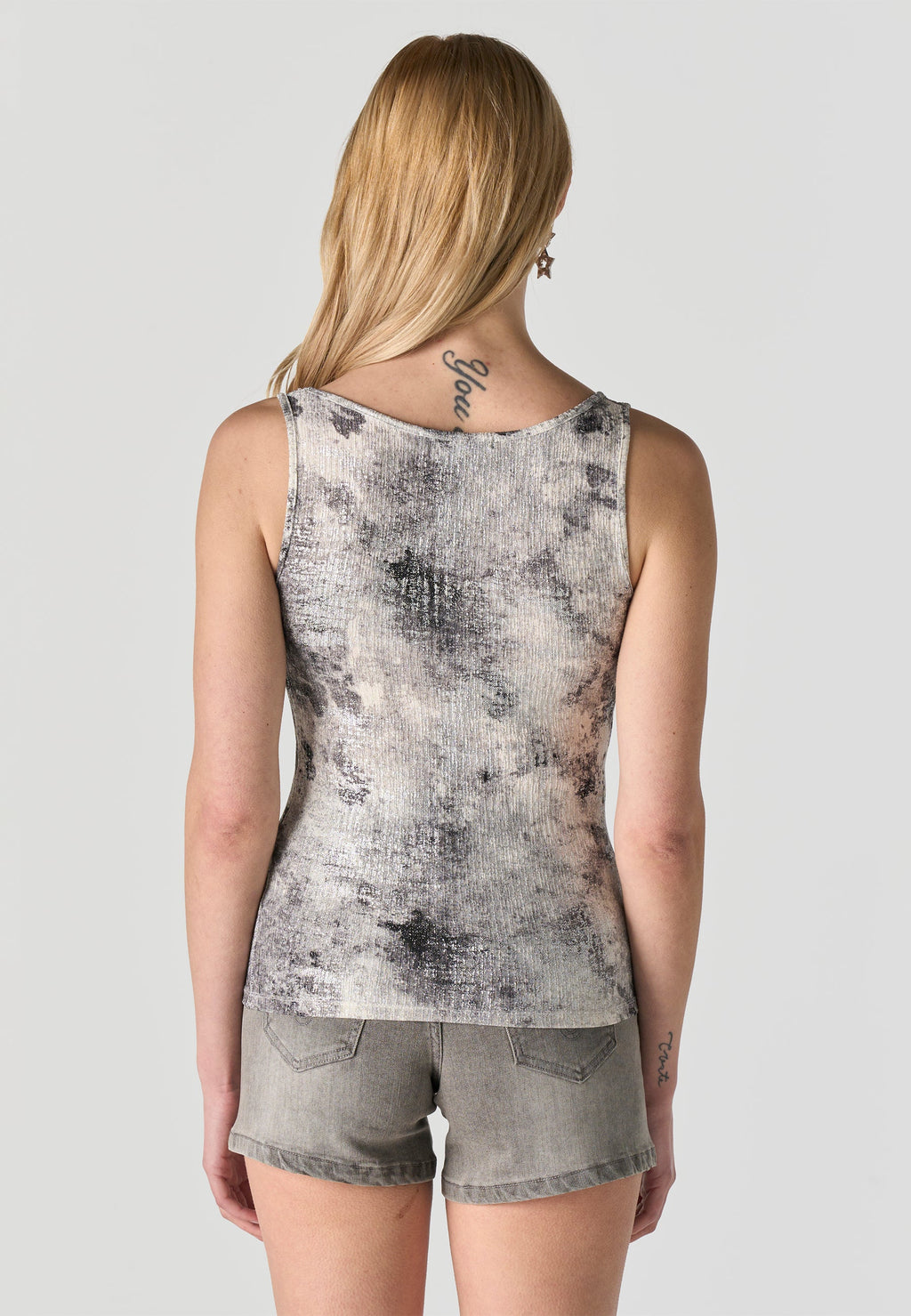 Camiseta Mujer Tirantes Estampada Foil – Koroshi Gris