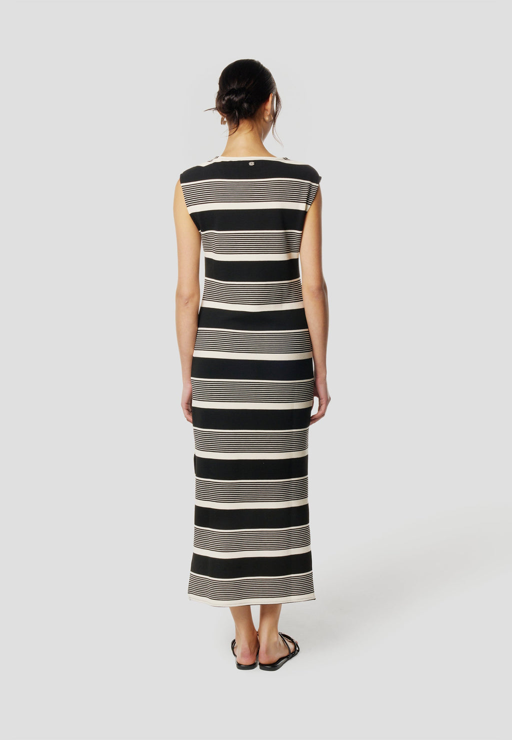 Vestido Mujer Largo Punto a Rayas – Koroshi Negro