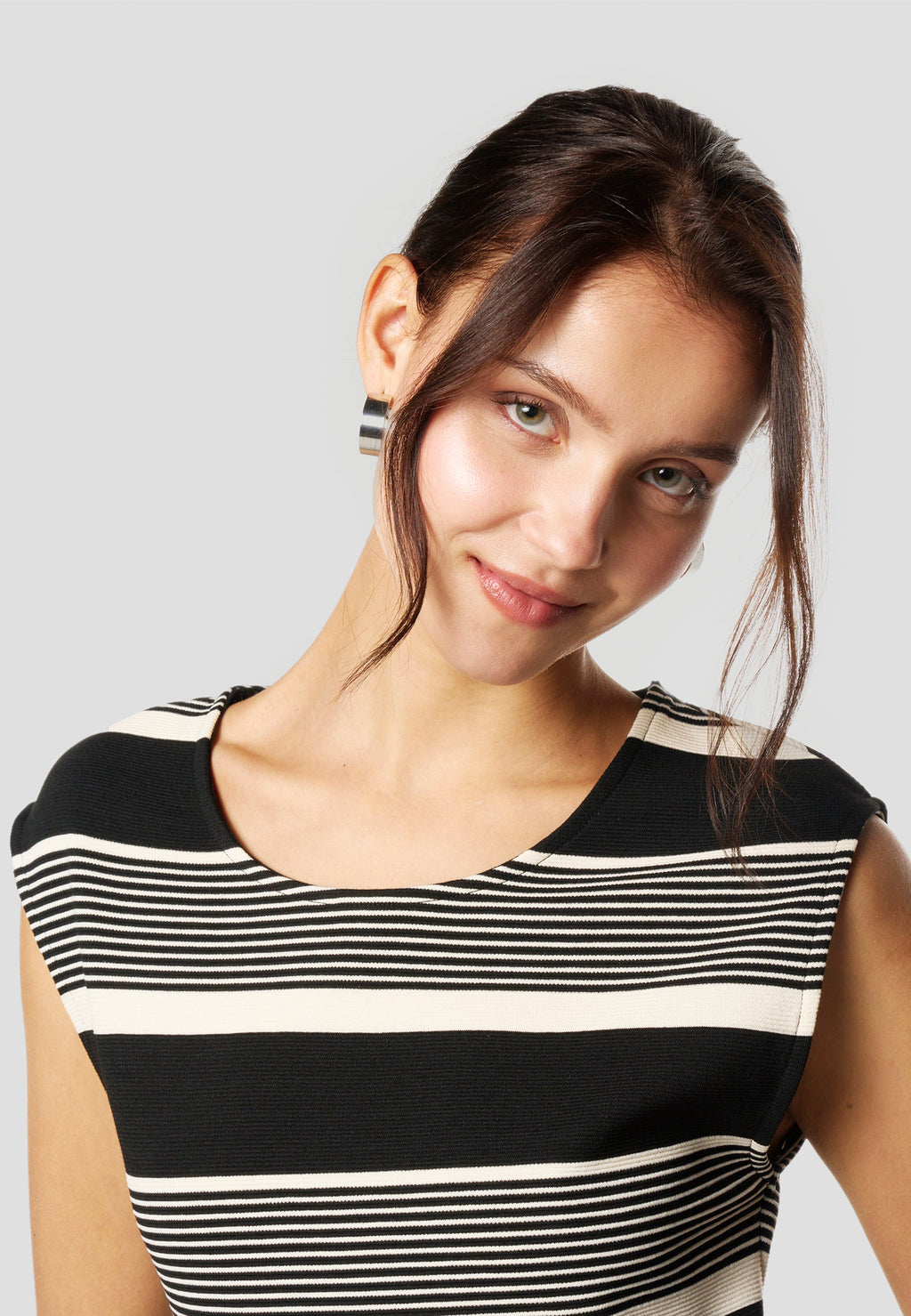 Vestido Mujer Largo Punto a Rayas – Koroshi Negro
