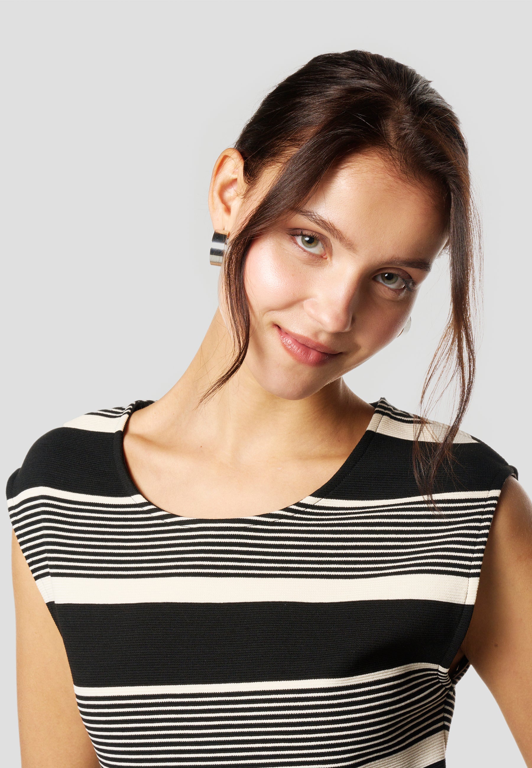 Vestido Mujer Largo Punto a Rayas – Koroshi Negro