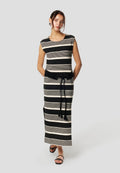 Vestido Mujer Largo Punto a Rayas – Koroshi Negro