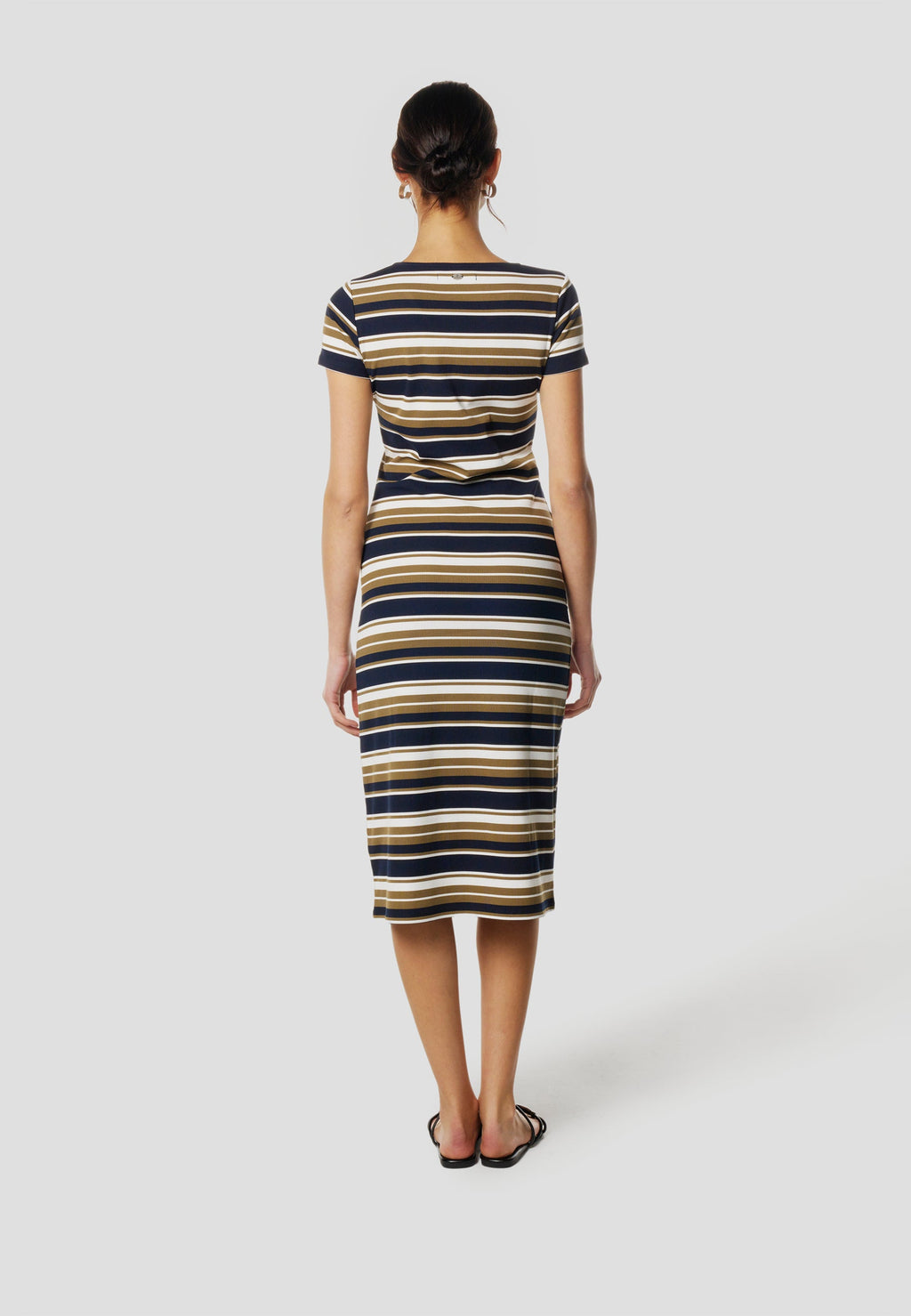 Vestido Midi Mujer Rayas Manga Corta – Koroshi Multicolor