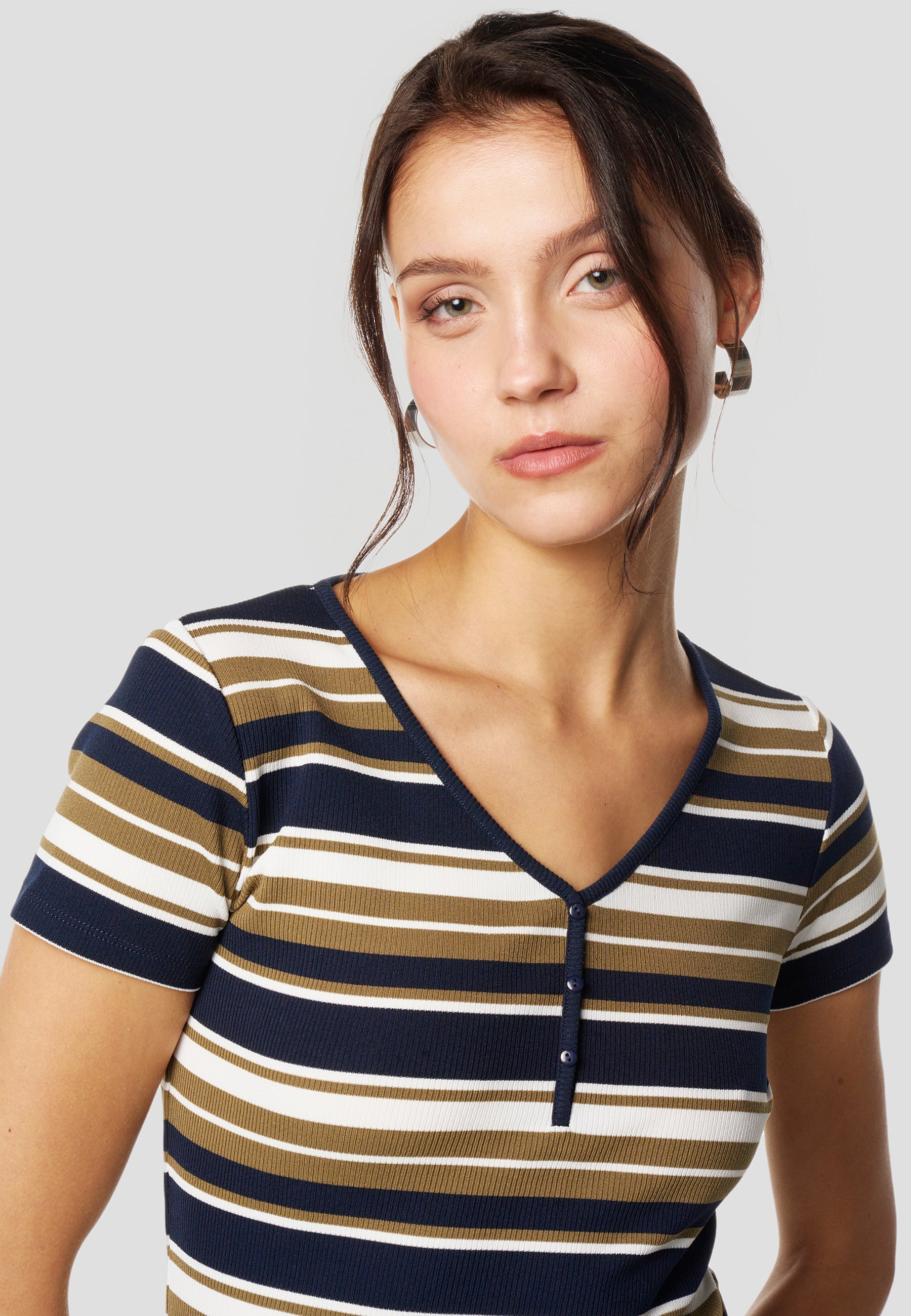 Vestido Midi Mujer Rayas Manga Corta – Koroshi Multicolor