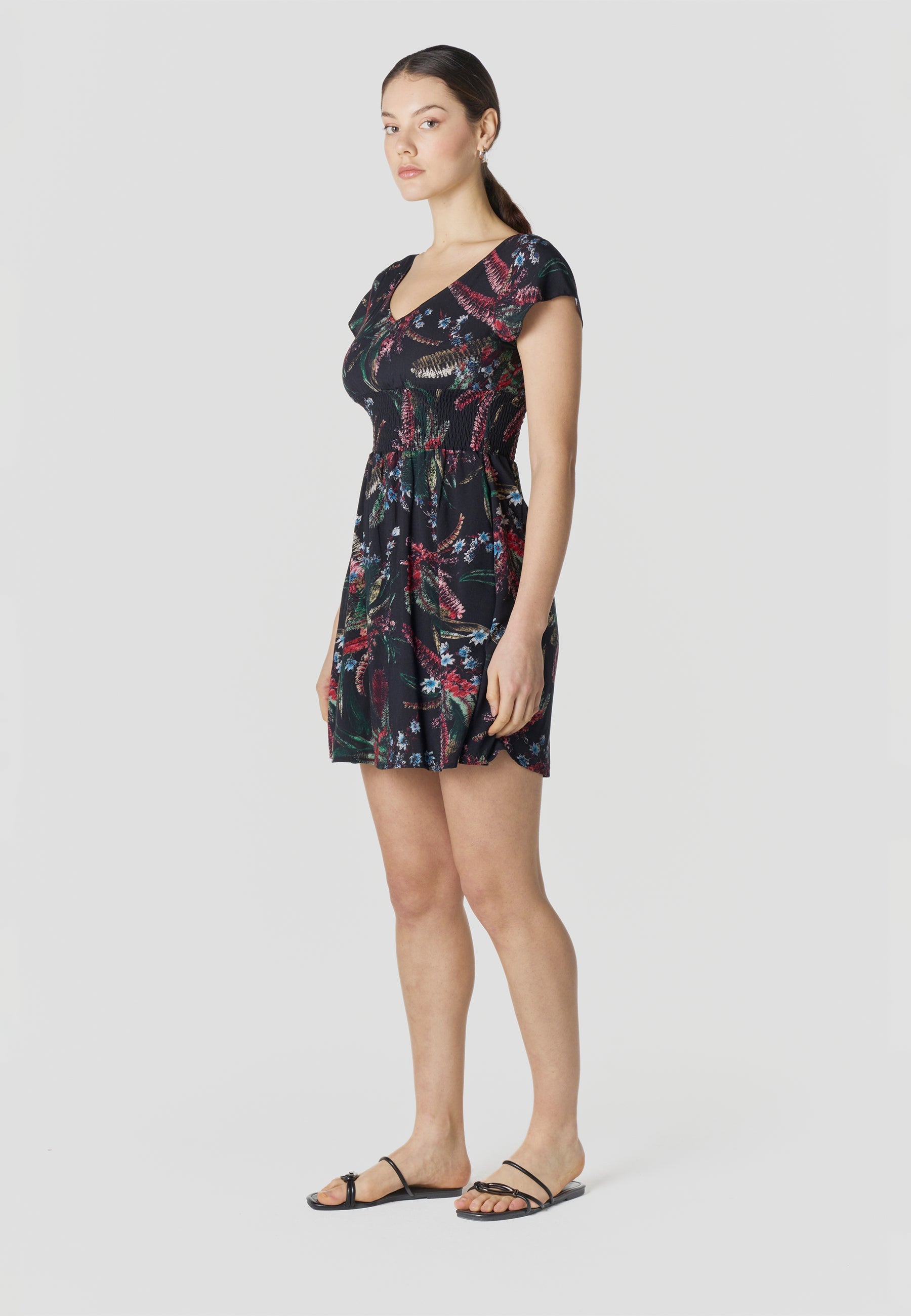 Vestido Mujer Corto Estampado Manga Corta – Koroshi 2612VS35