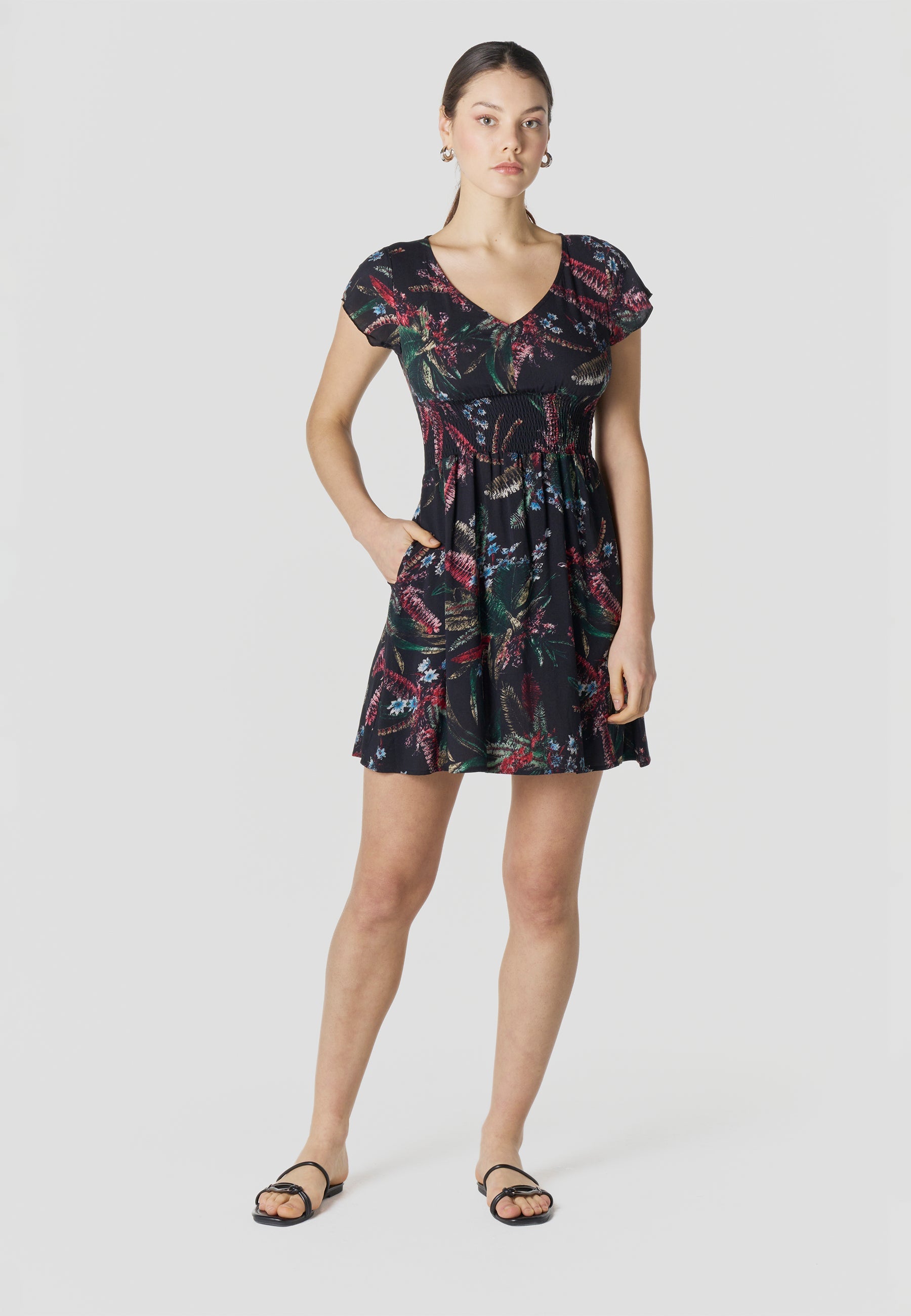 Vestido Mujer Corto Estampado Manga Corta – Koroshi 2612VS35