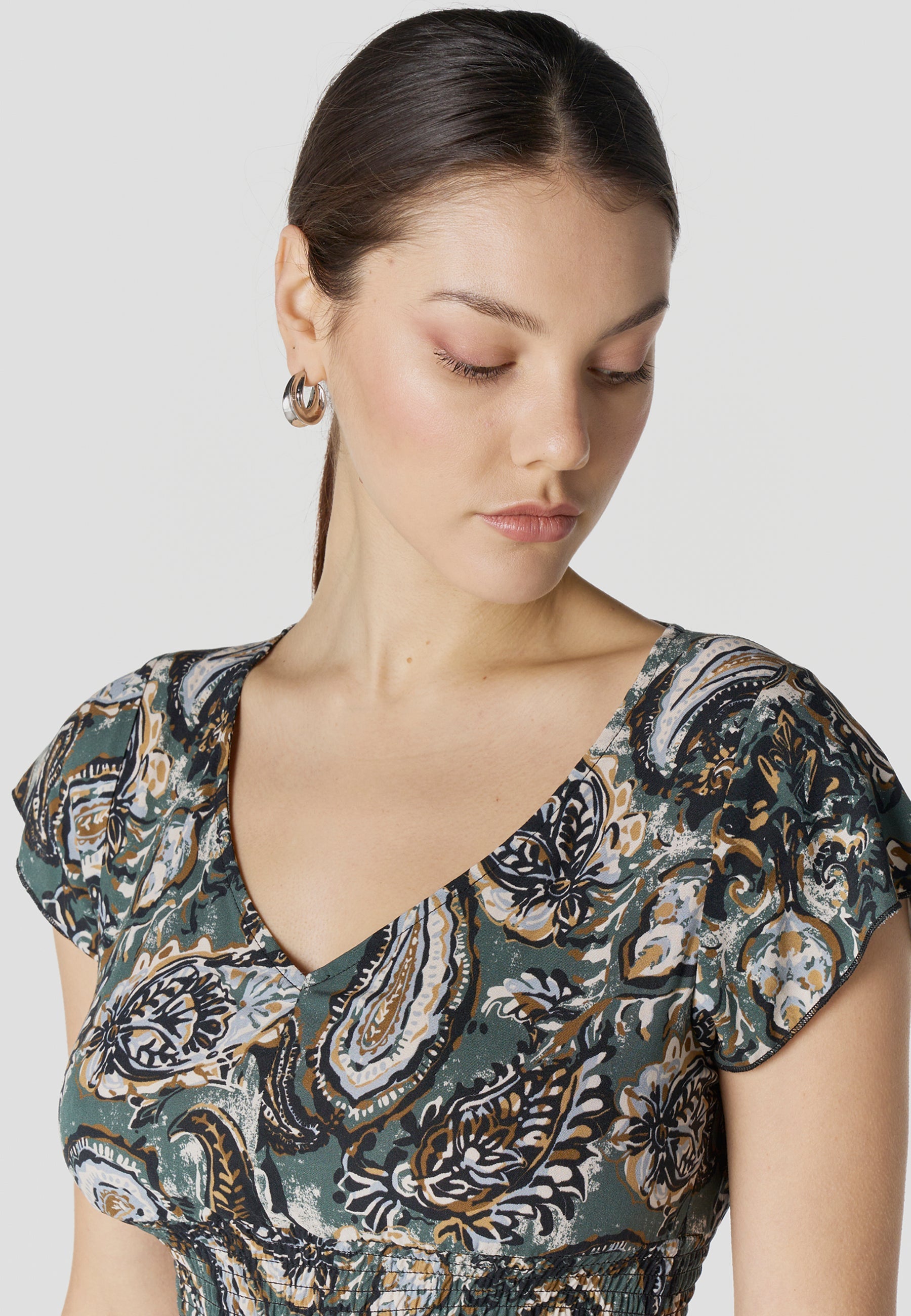 Vestido Mujer Corto Estampado Manga Corta – Koroshi 2612VS35