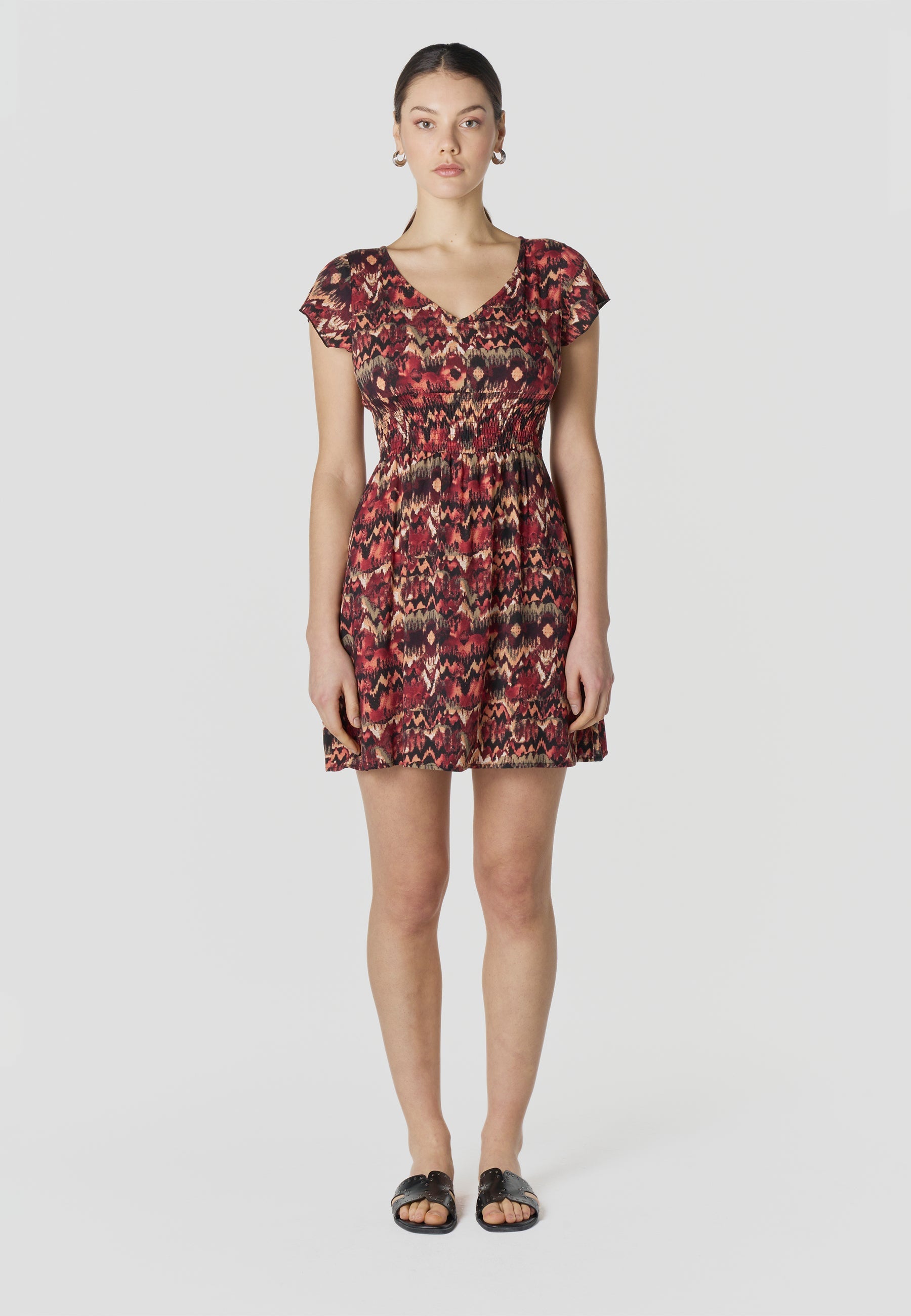 Vestido Mujer Corto Estampado Manga Corta – Koroshi 2612VS35