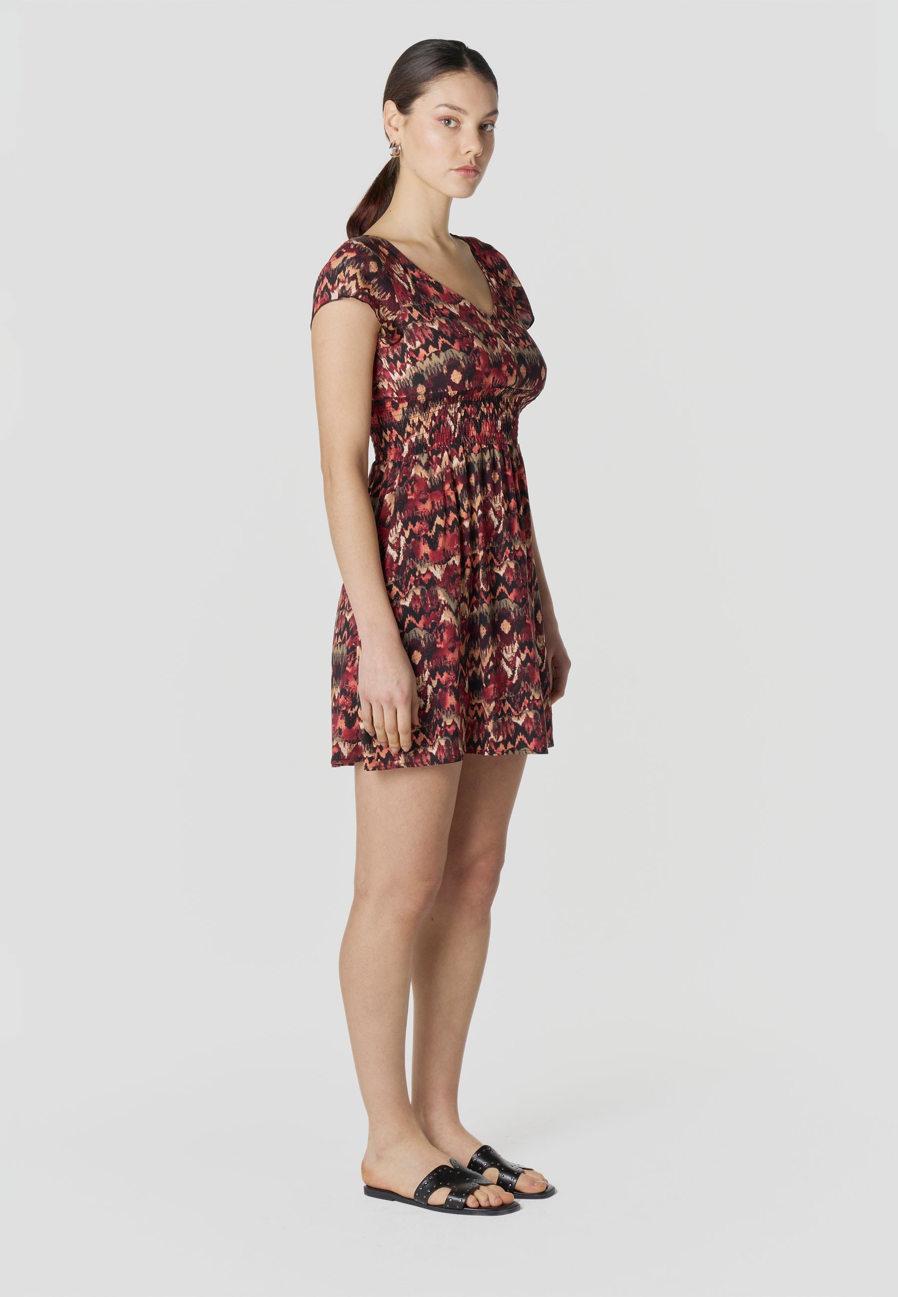 Vestido Mujer Corto Estampado Manga Corta – Koroshi 2612VS35