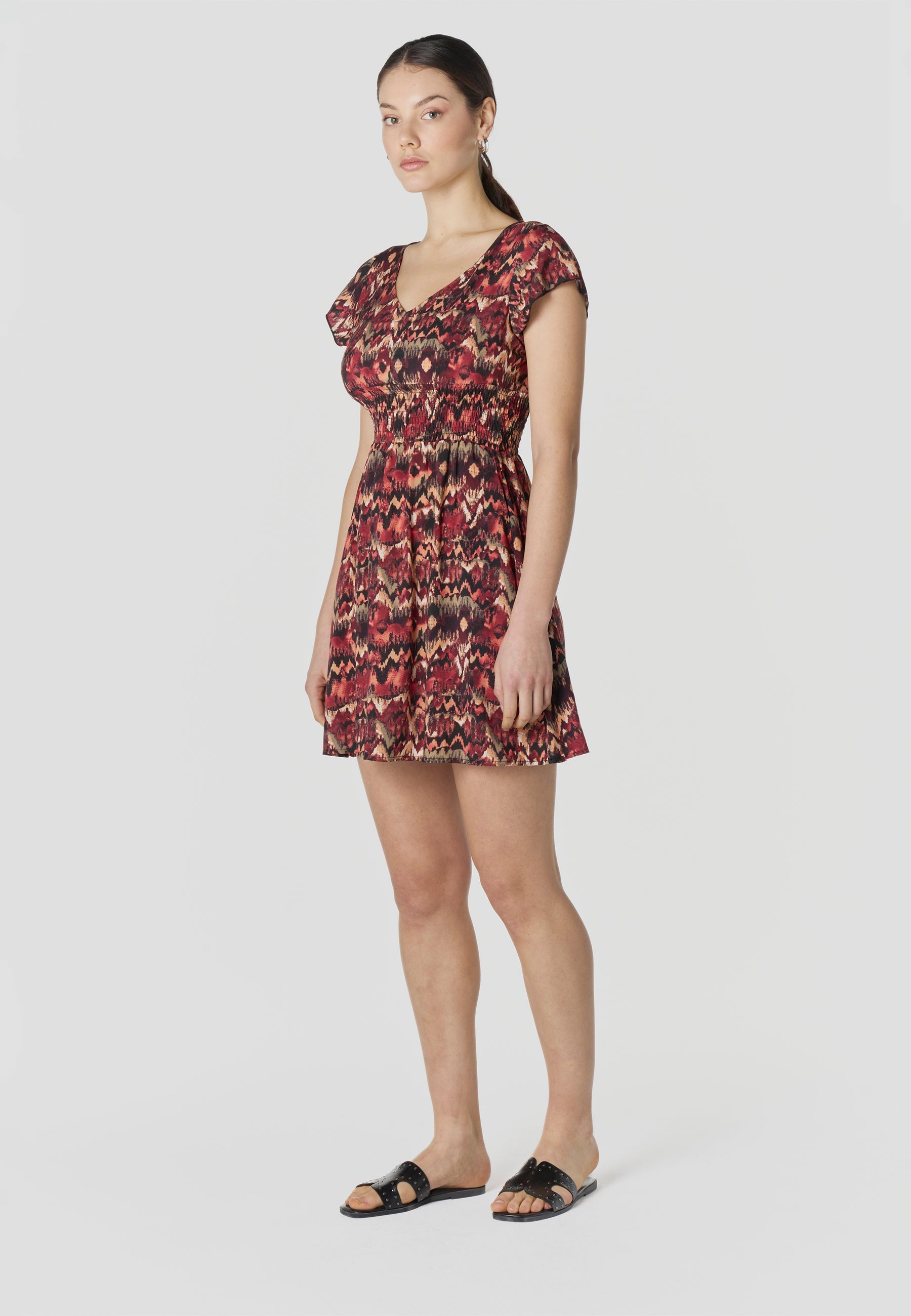 Vestido Mujer Corto Estampado Manga Corta – Koroshi 2612VS35