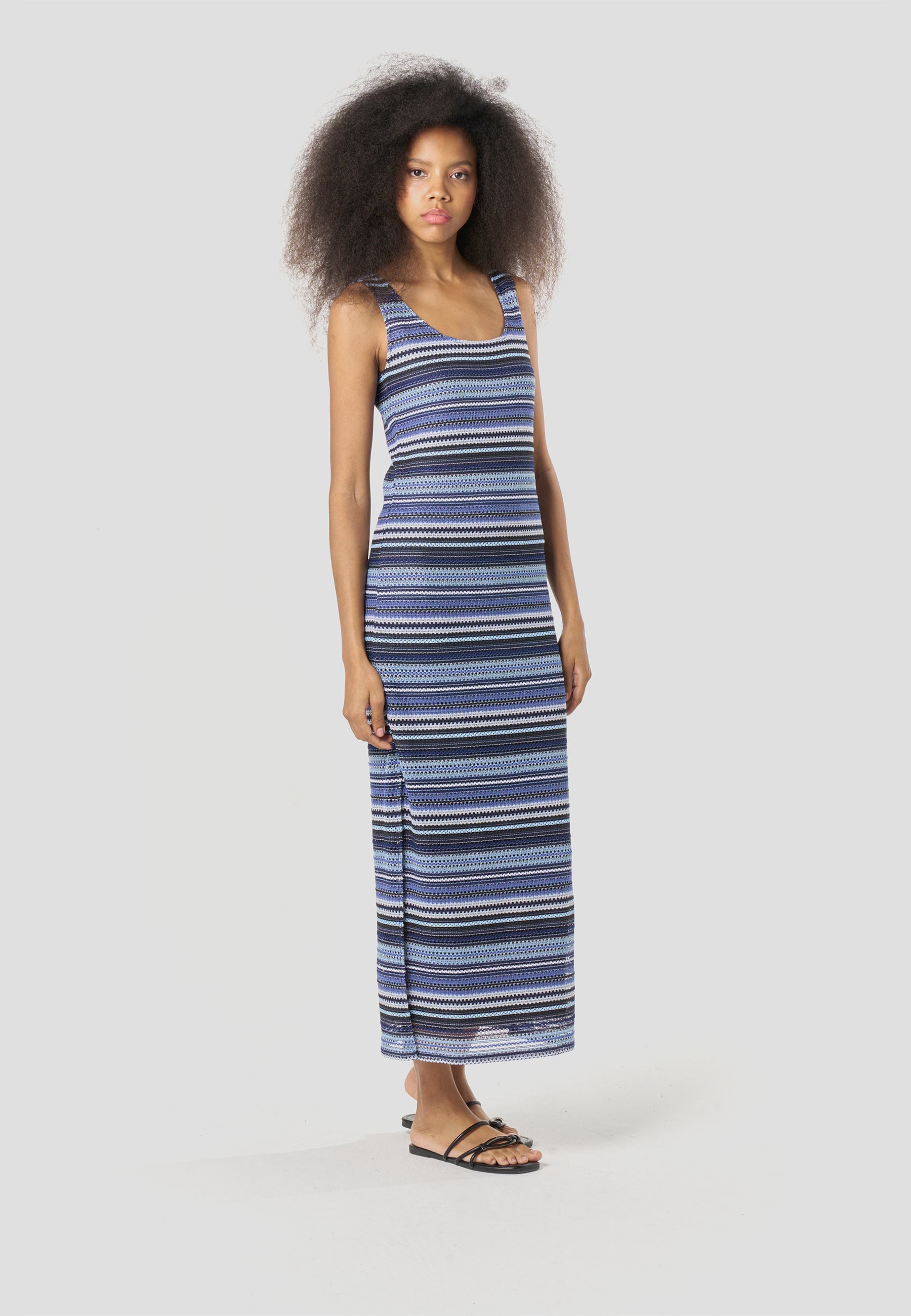 Vestido Largo Mujer Punto Rayas Tirantes – Koroshi 2612VS42