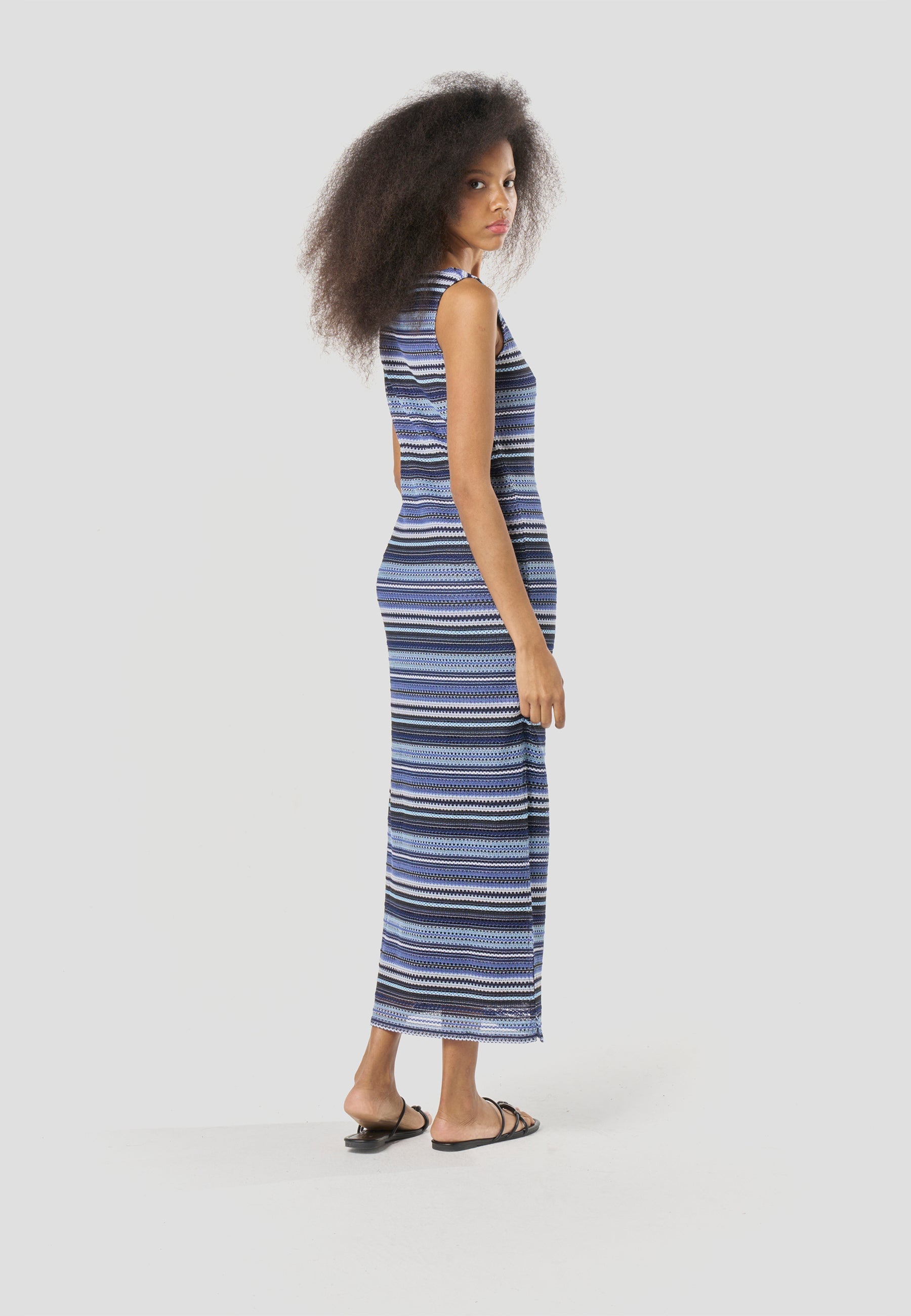 Vestido Largo Mujer Punto Rayas Tirantes – Koroshi 2612VS42