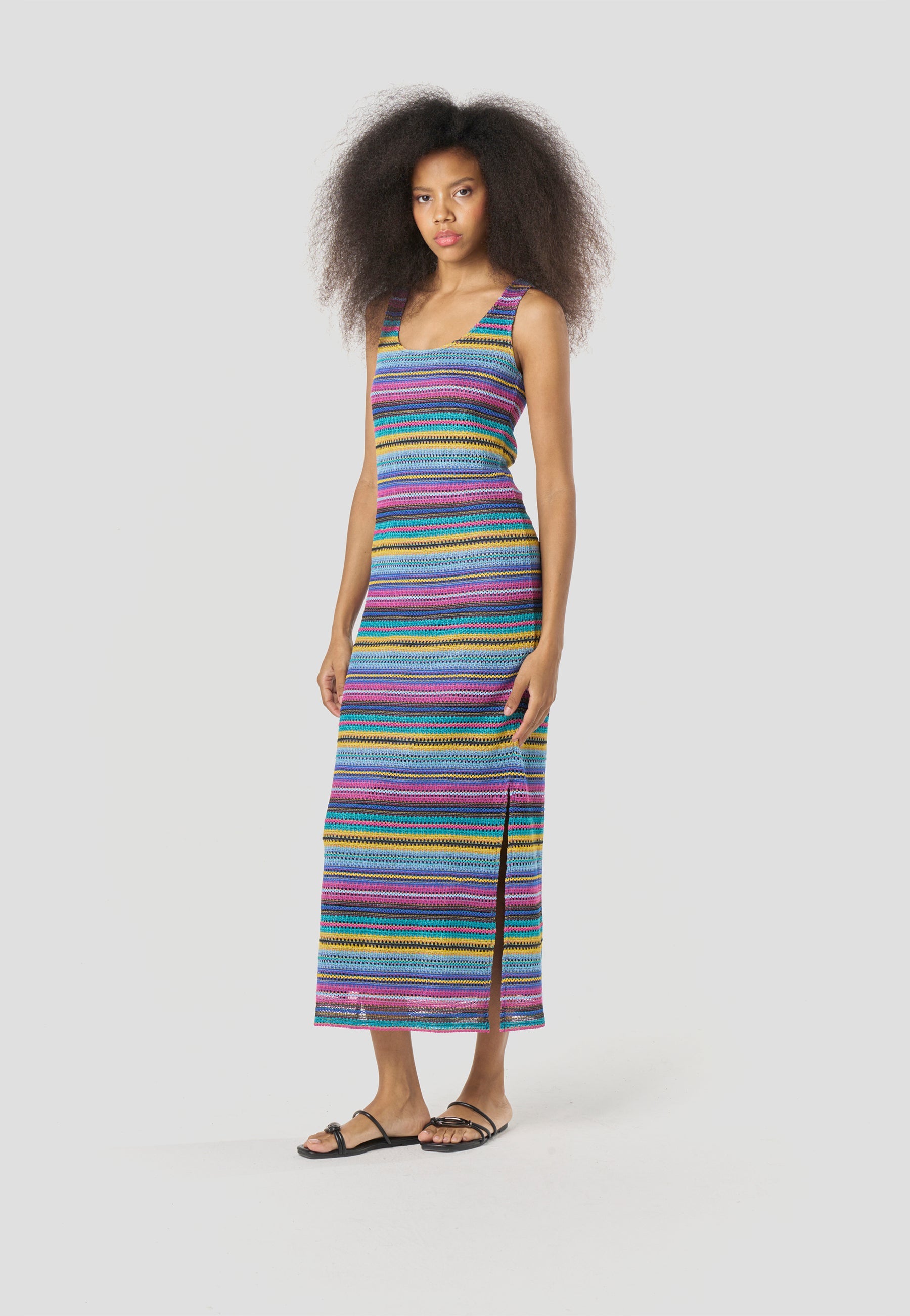 Vestido Largo Mujer Punto Rayas Tirantes – Koroshi 2612VS42