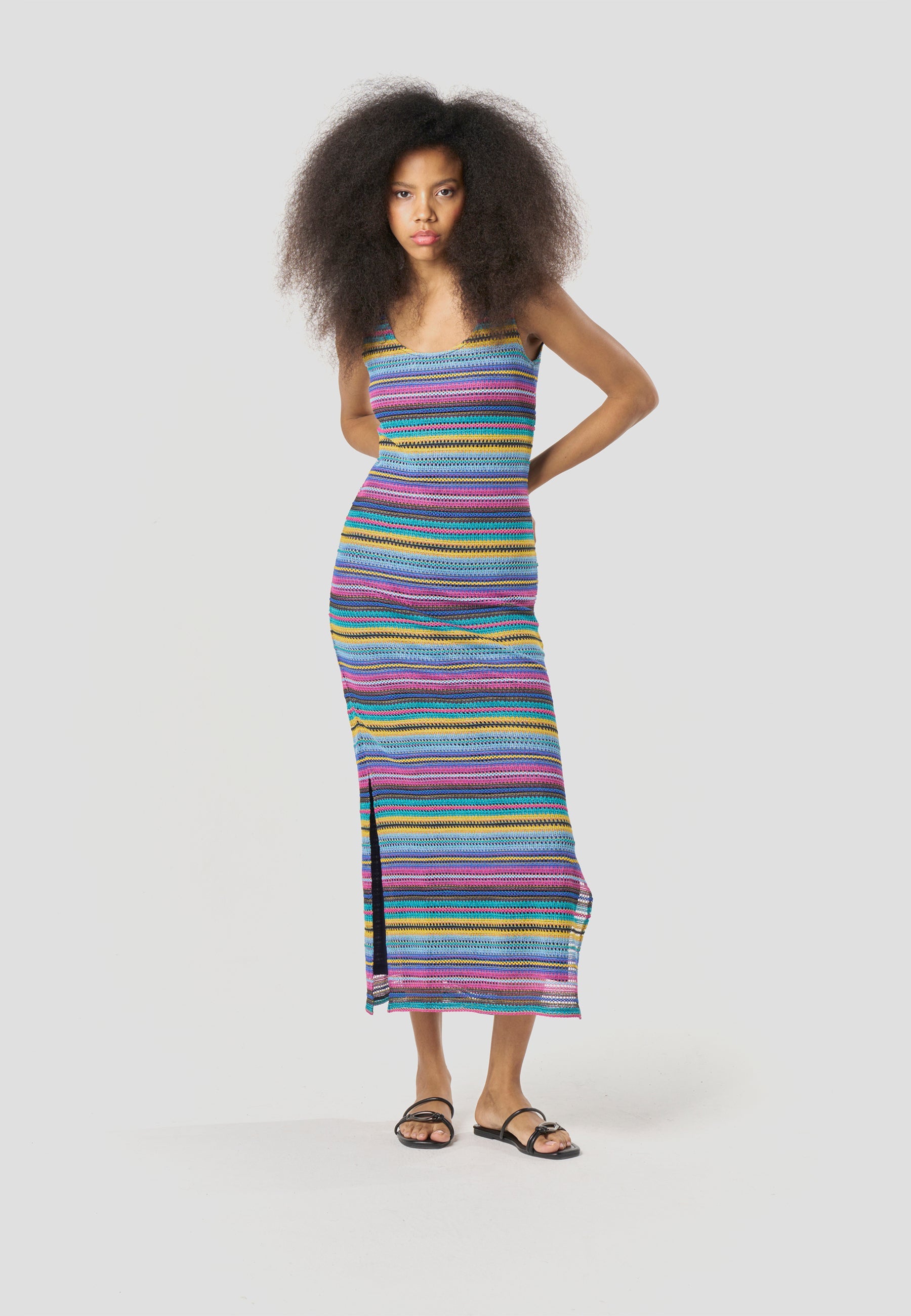 Vestido Largo Mujer Punto Rayas Tirantes – Koroshi 2612VS42